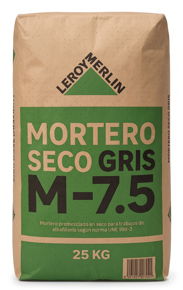 Mortero seco de albañilería PORTLAND SECO GRIS M-7,5 25 kg gris