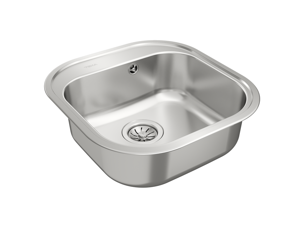 Evier à encastrer 1 bac, l.46.5 x L.48.5 cm en acier inoxydable Stylo gris - 6