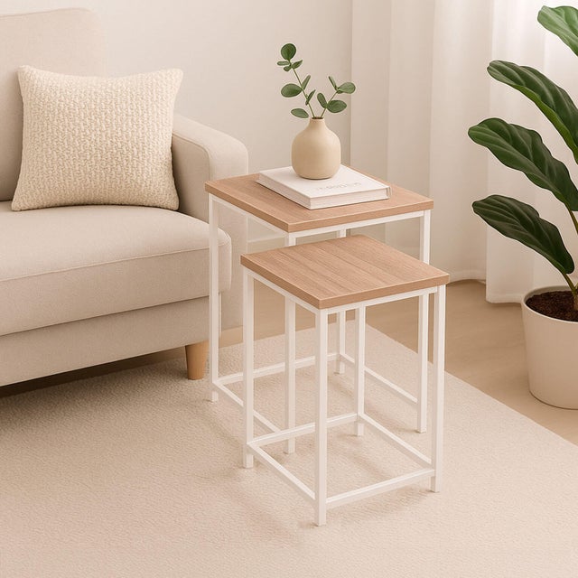 Set de 2 mesas de centro Tigris VERSA HOME de 40x50x50 cm en color blanco
