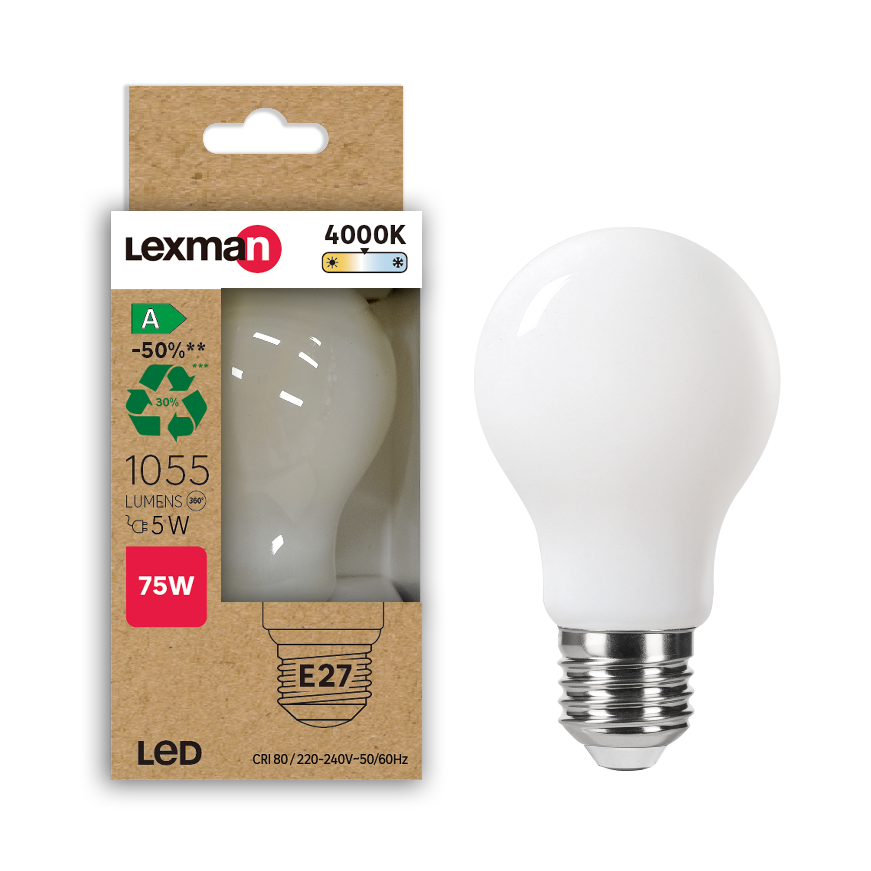 Żarówka LED E27 5 W 1055 lm Neutralna Biel Lexman Klasa A