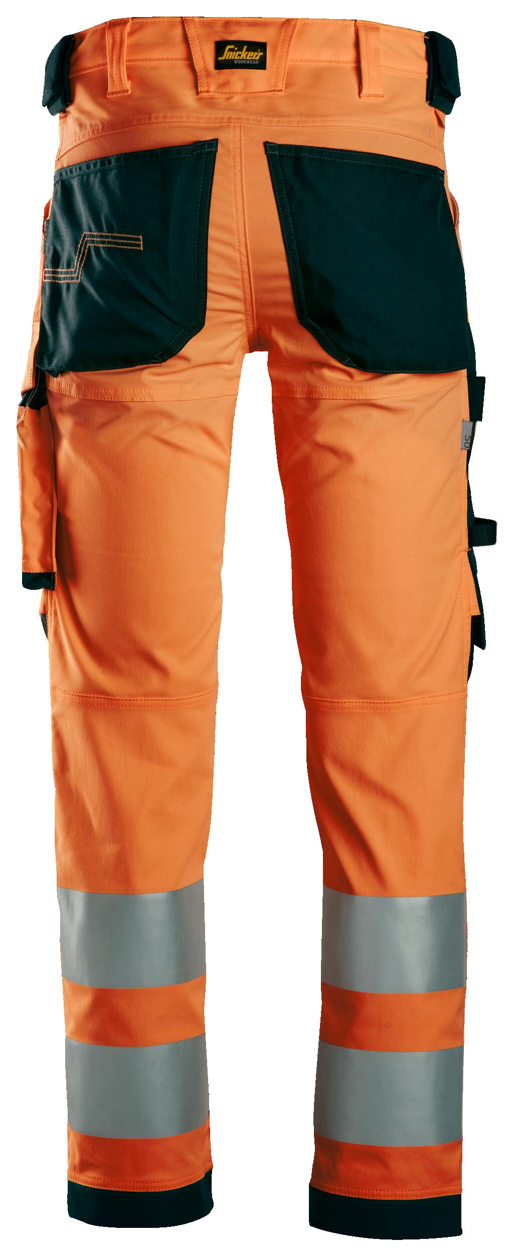 Pantalón trabajo unisex snickers highvis - naranja/negro - talla 46 larga
