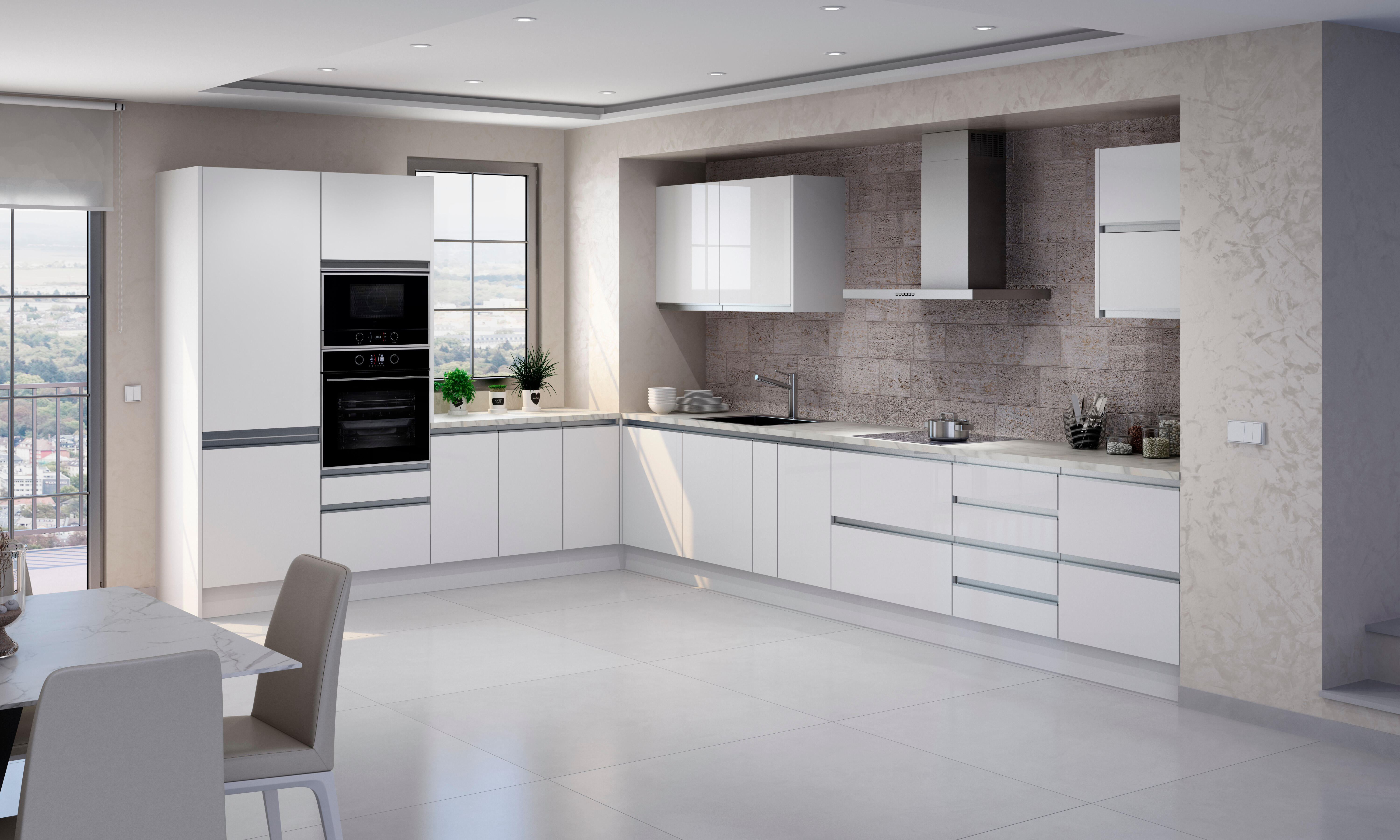 KIT 2 PUERTAS PARA MUEBLE DE COCINA TOLEDO BLANCO BRILLO PET 80X37/80X35CM - 3