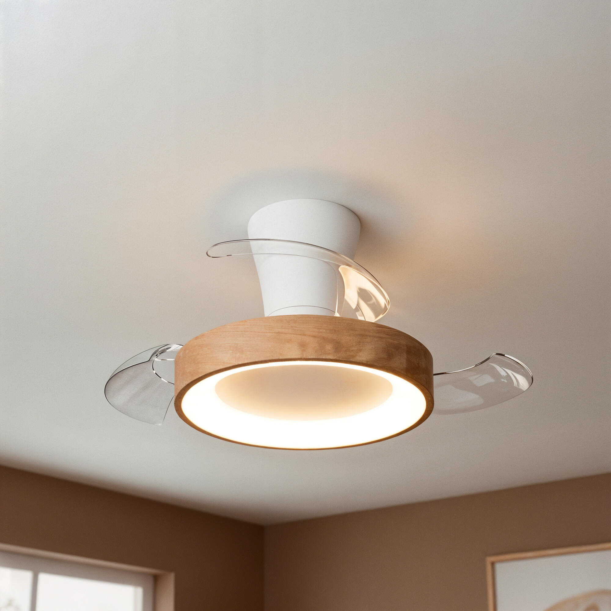 Ventilador de techo con luz silencioso DC 25W con mando ø71 cm Niseko MANTRA marrón luz CCT 3 aspas retráctiles tipo lámpara| 3 velocidades| modo verano/invierno| recomendado para <13m² - 5