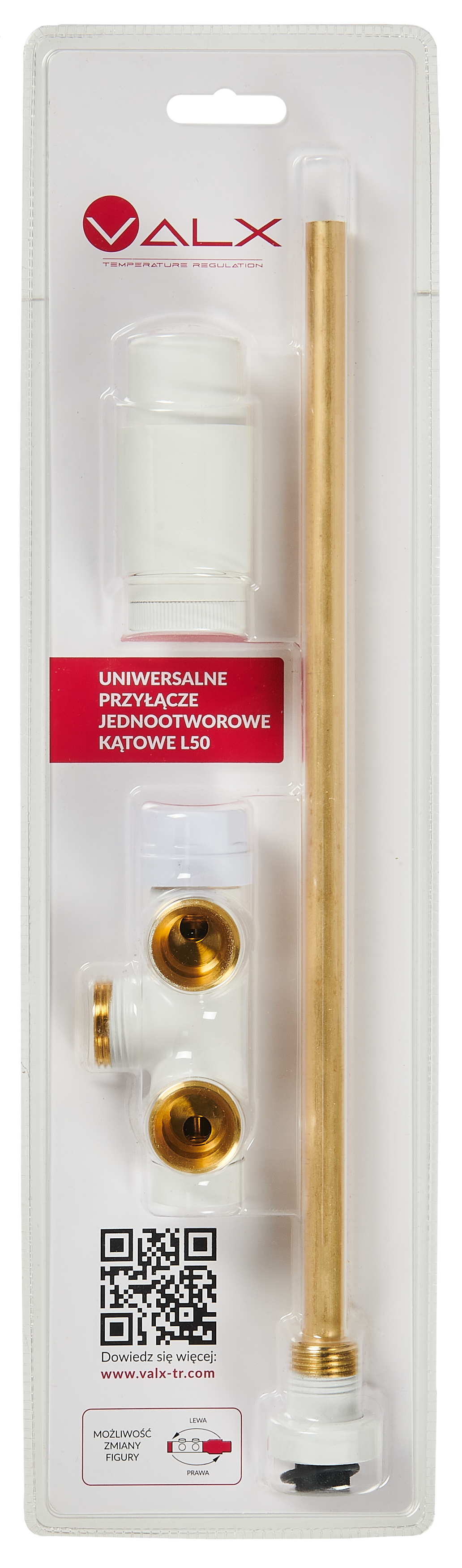 Zespolony zawór 1-otworowy KĄTOWY biały LUXRAD - 4
