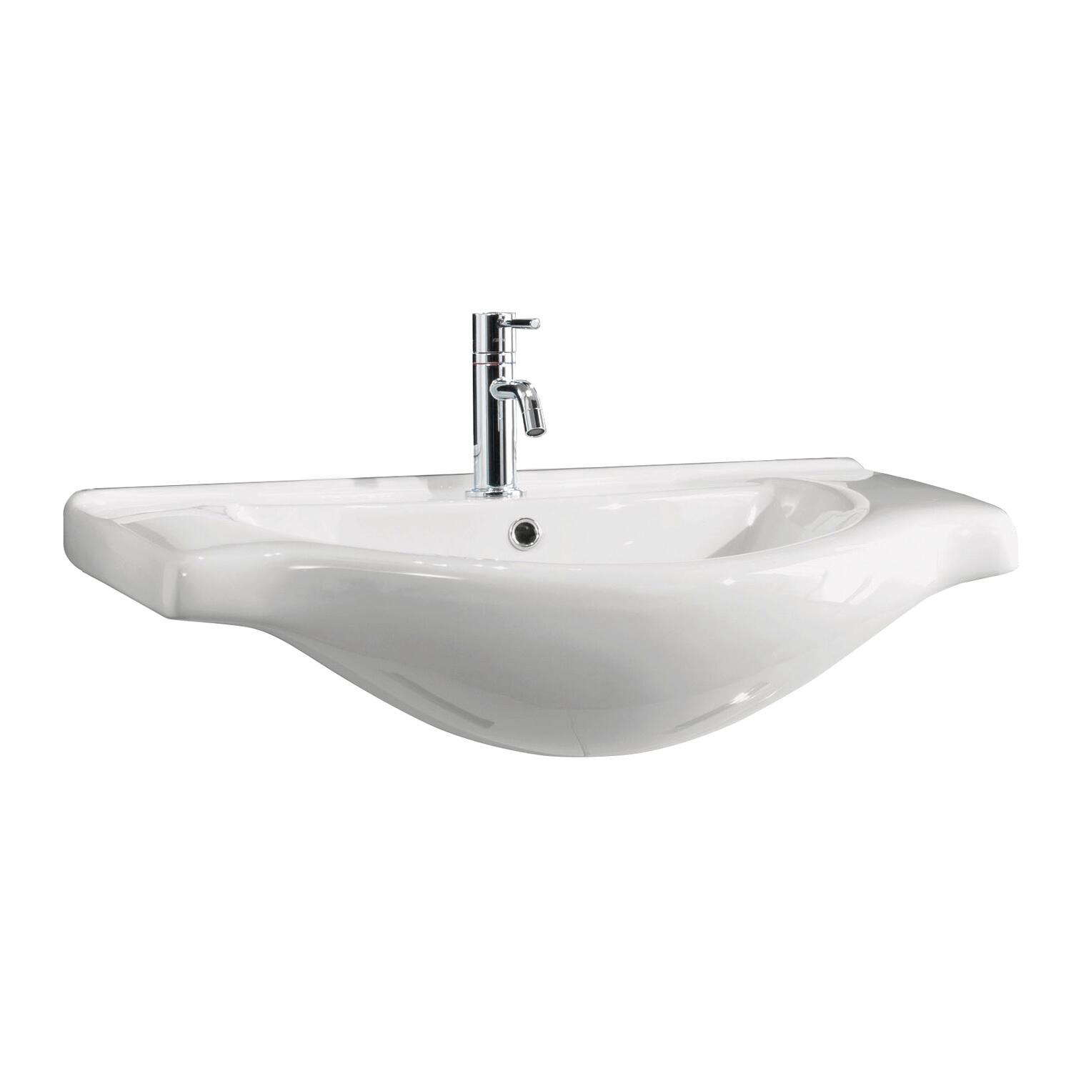 Lavabo d'appoggio rettangolare L 75 x H 20 x P 47 cm in ceramica bianco - 4