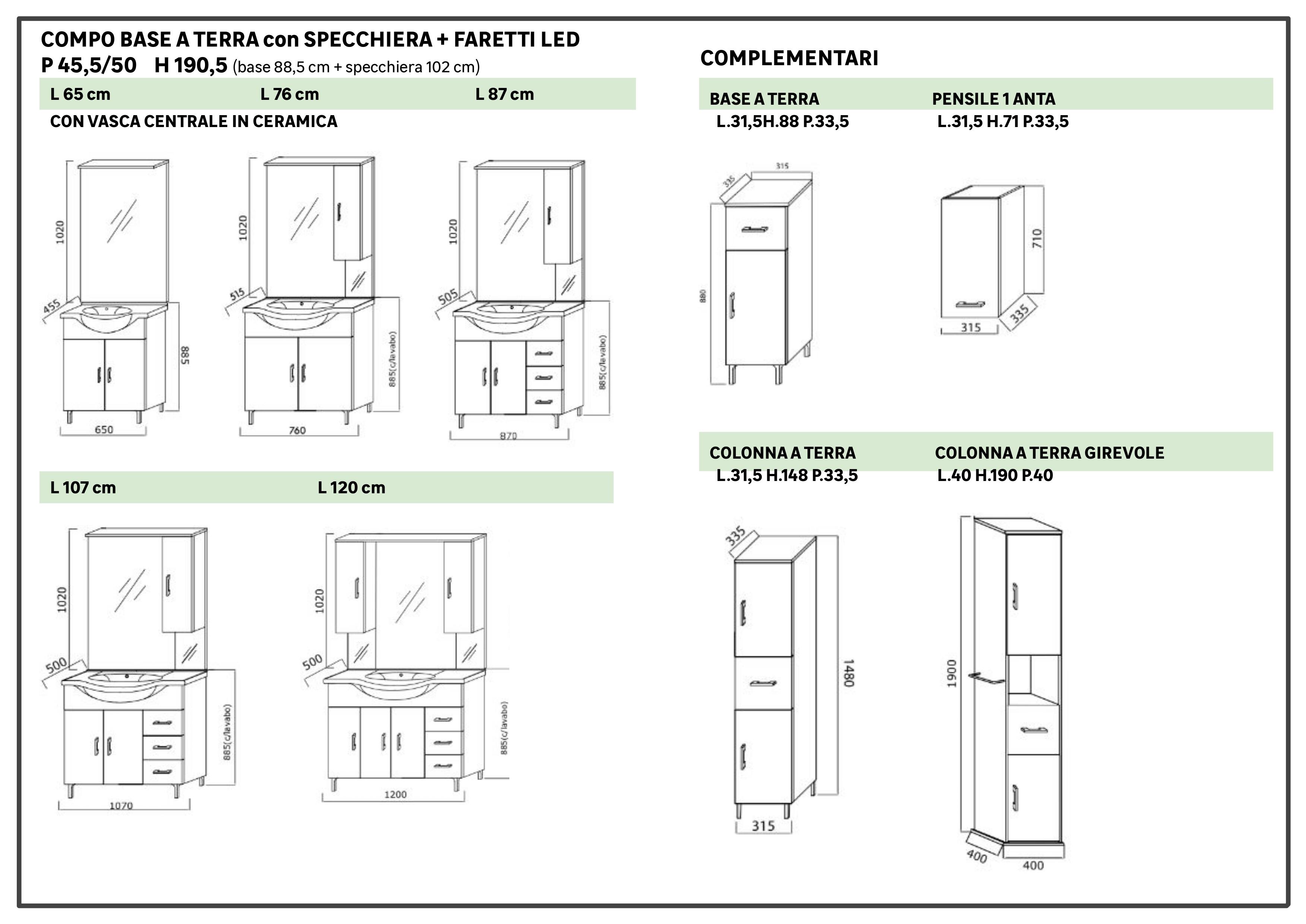 Colonna per mobile bagno Simona 1 cassetto 2 ante P 39 x L 39 x H 190 cm bianco pvc - 4