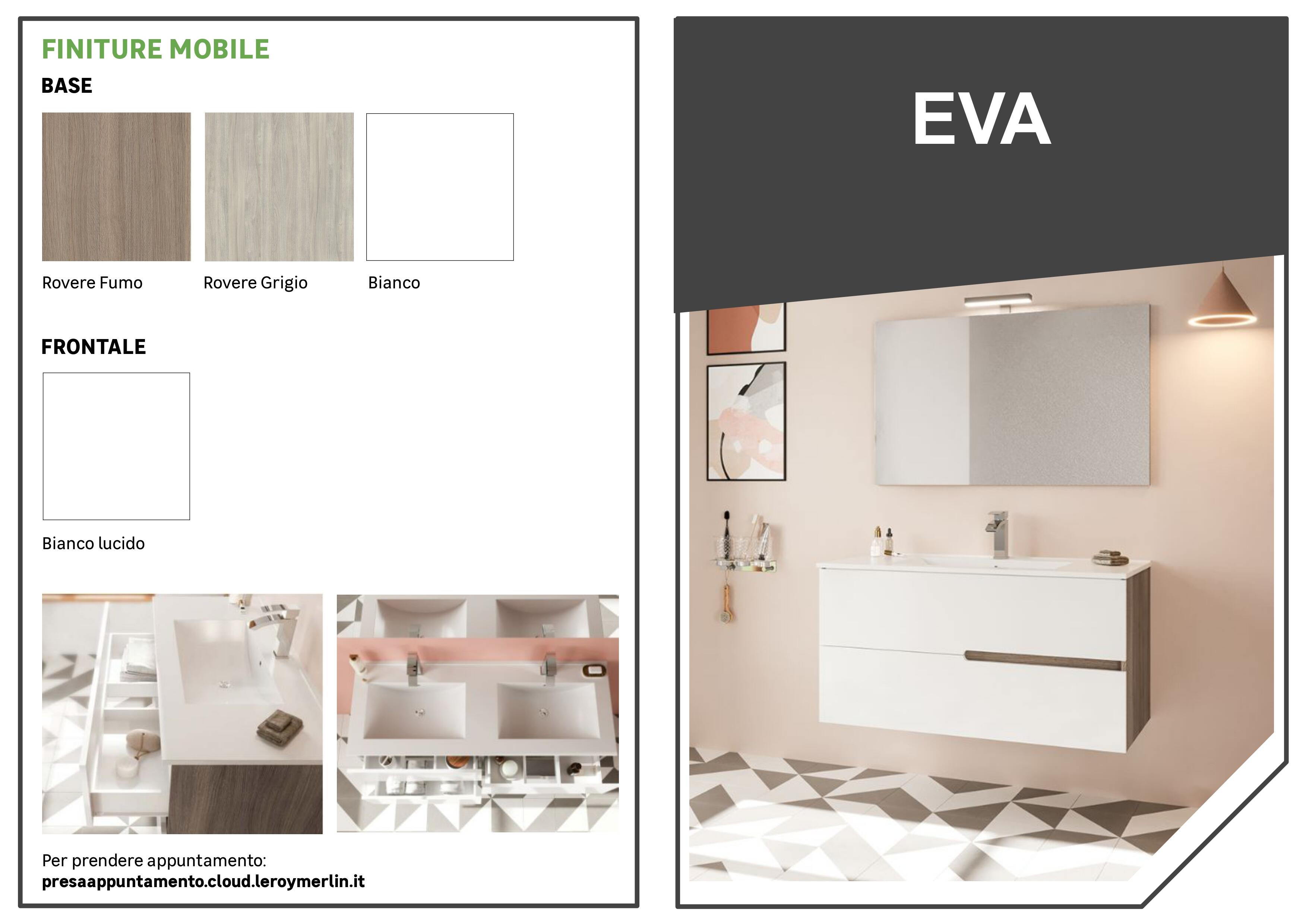 Mobile bagno sospeso con lavabo e illuminazione Eva L 60 x H 51 x P 46 cm rovere grigio/frontale bianco in mdf 2 cassetti per vasca centrale - 7
