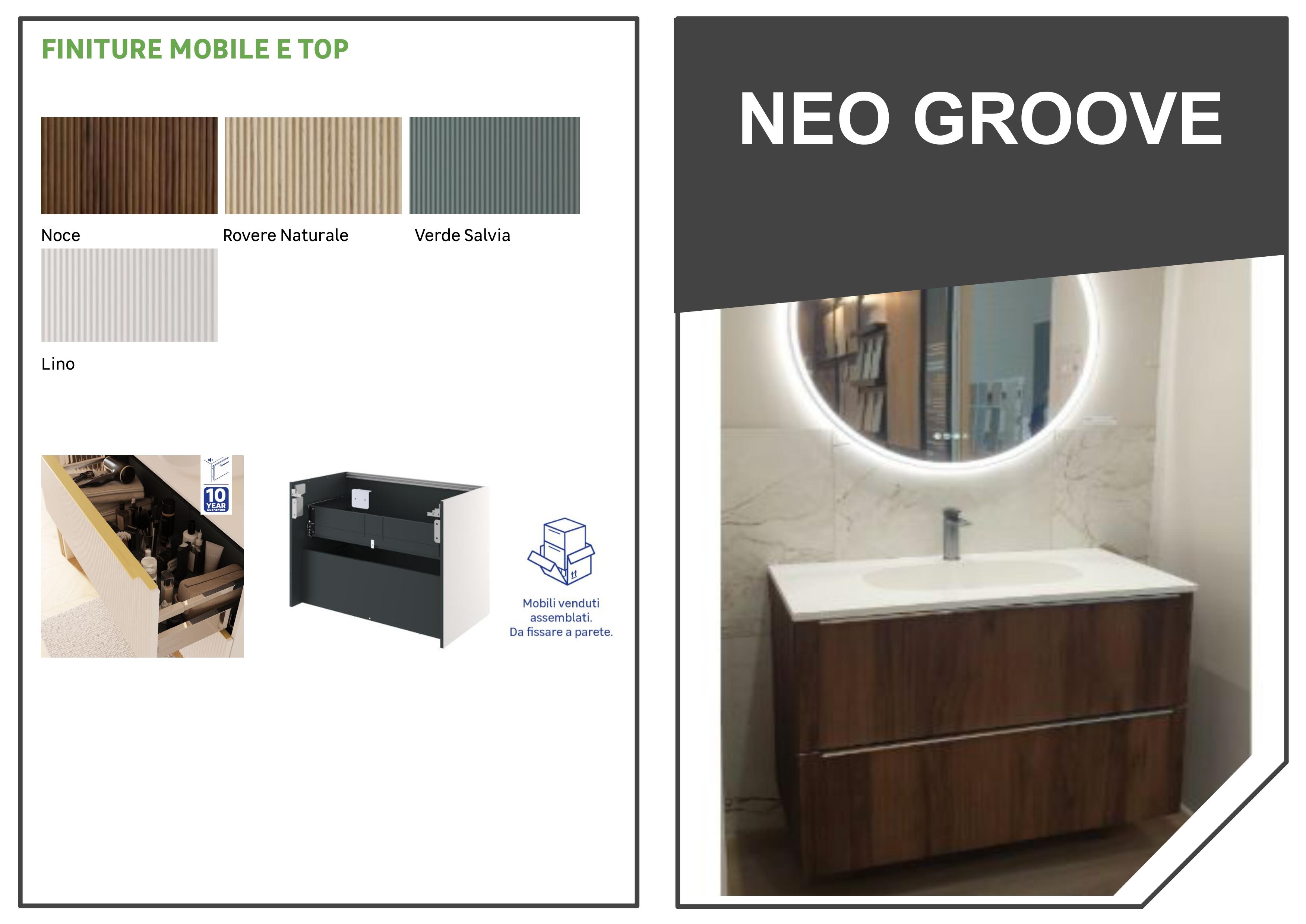 Colonna New Groove P35 L30 H154 1 anta, bianco lino cannettato  Maniglia venduta separatamente, disponibile in diverse finiture - 2