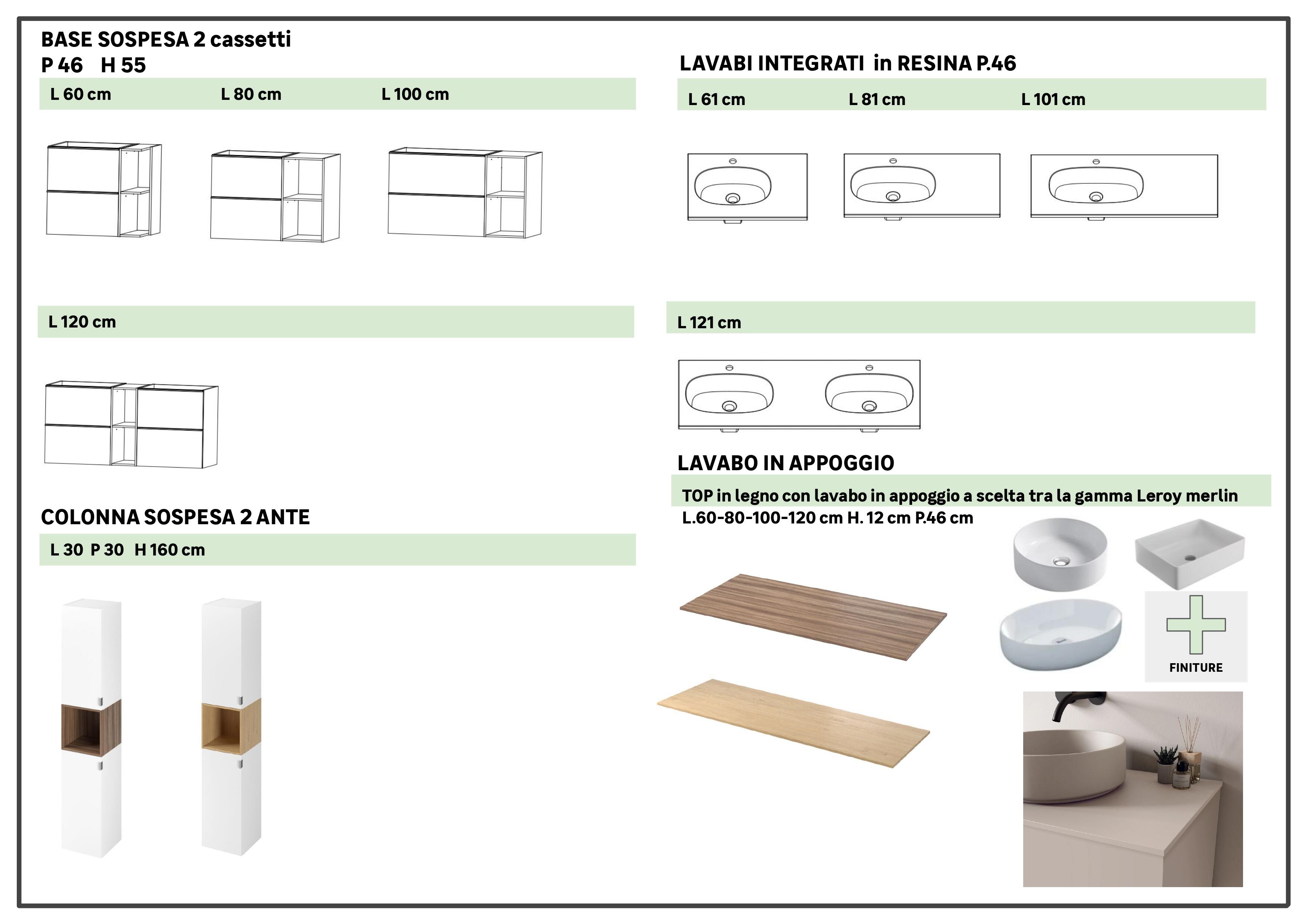 Mobile bagno sospeso con lavabo e organizer per cosmetici, top incluso L 80 x H 55 x P 45 cm bianco e miele in truciolare 2 cassetti per vasca a sinistra Modern - 9