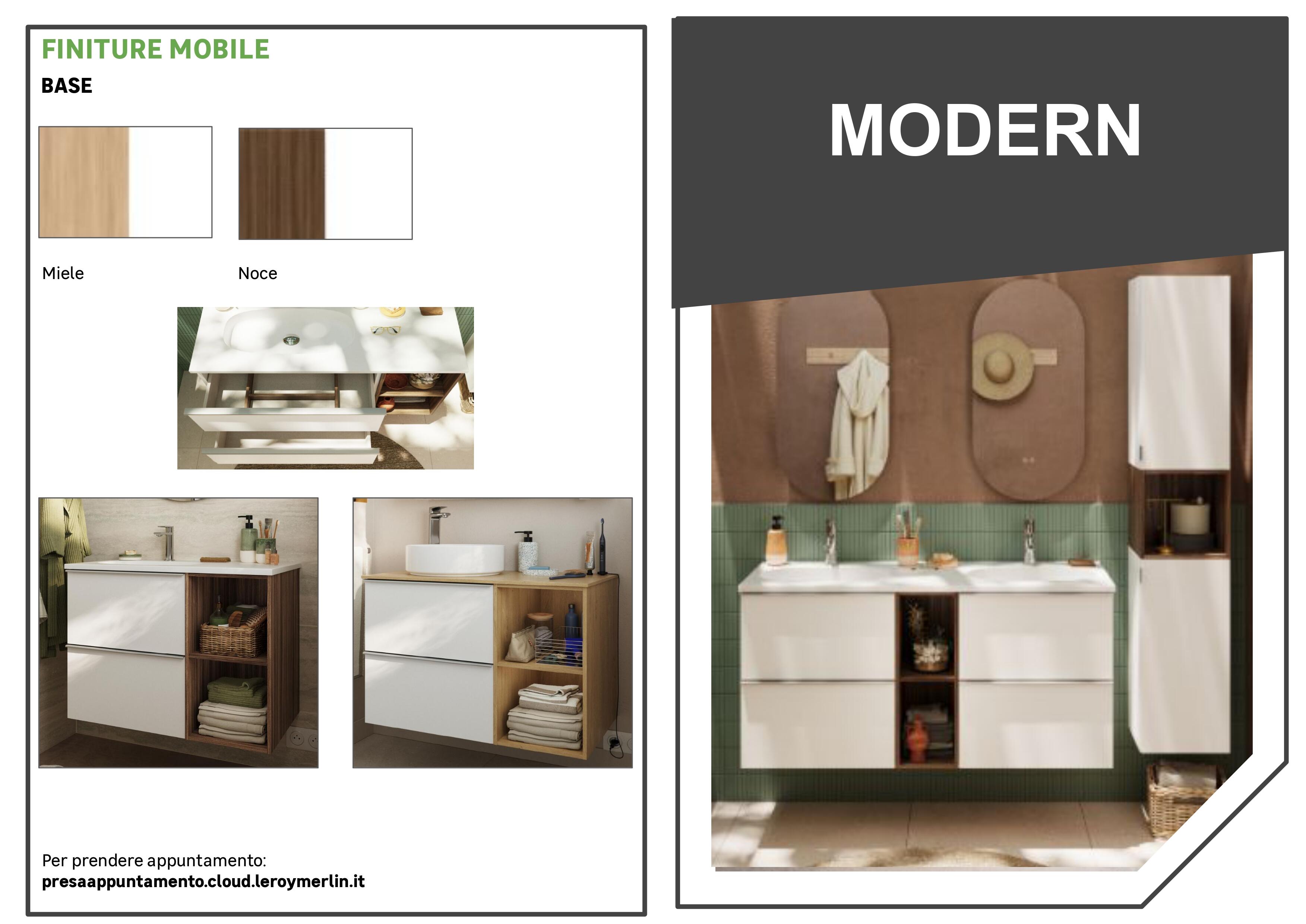 Mobile bagno sospeso con lavabo e organizer per cosmetici, top incluso L 80 x H 55 x P 45 cm bianco e miele in truciolare 2 cassetti per vasca a sinistra Modern - 8