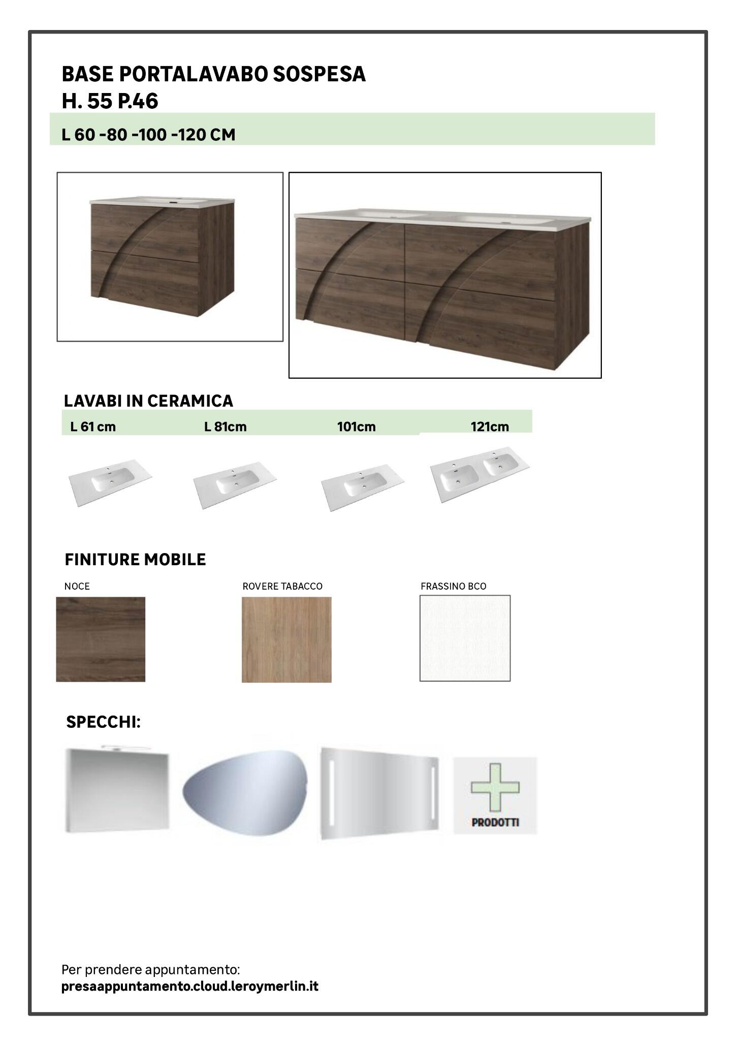 Mobile bagno da fissare con lavabo Monica L 100 x H 55 x P 46 cm rovere tabacco effetto legno - 6