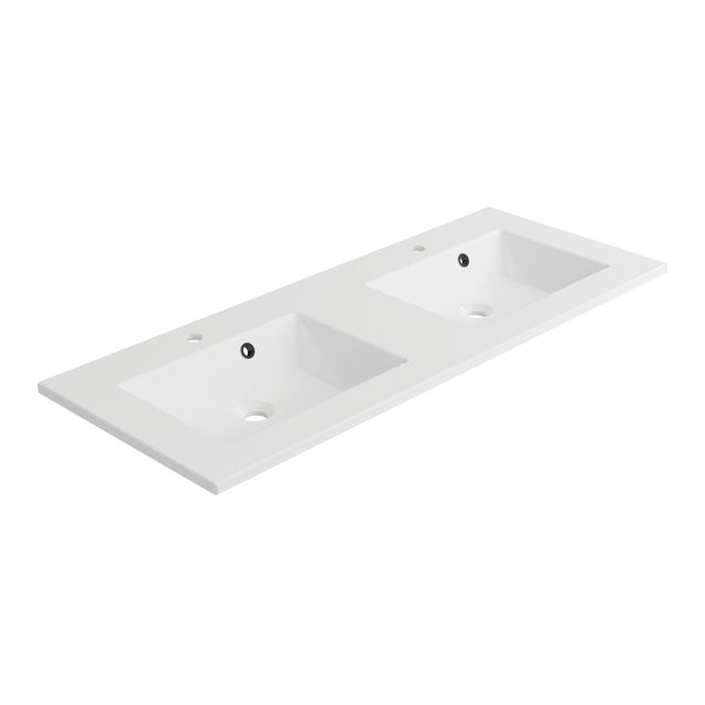 Double vasque Urban résine blanc Brillant l.121 x P.49 cm