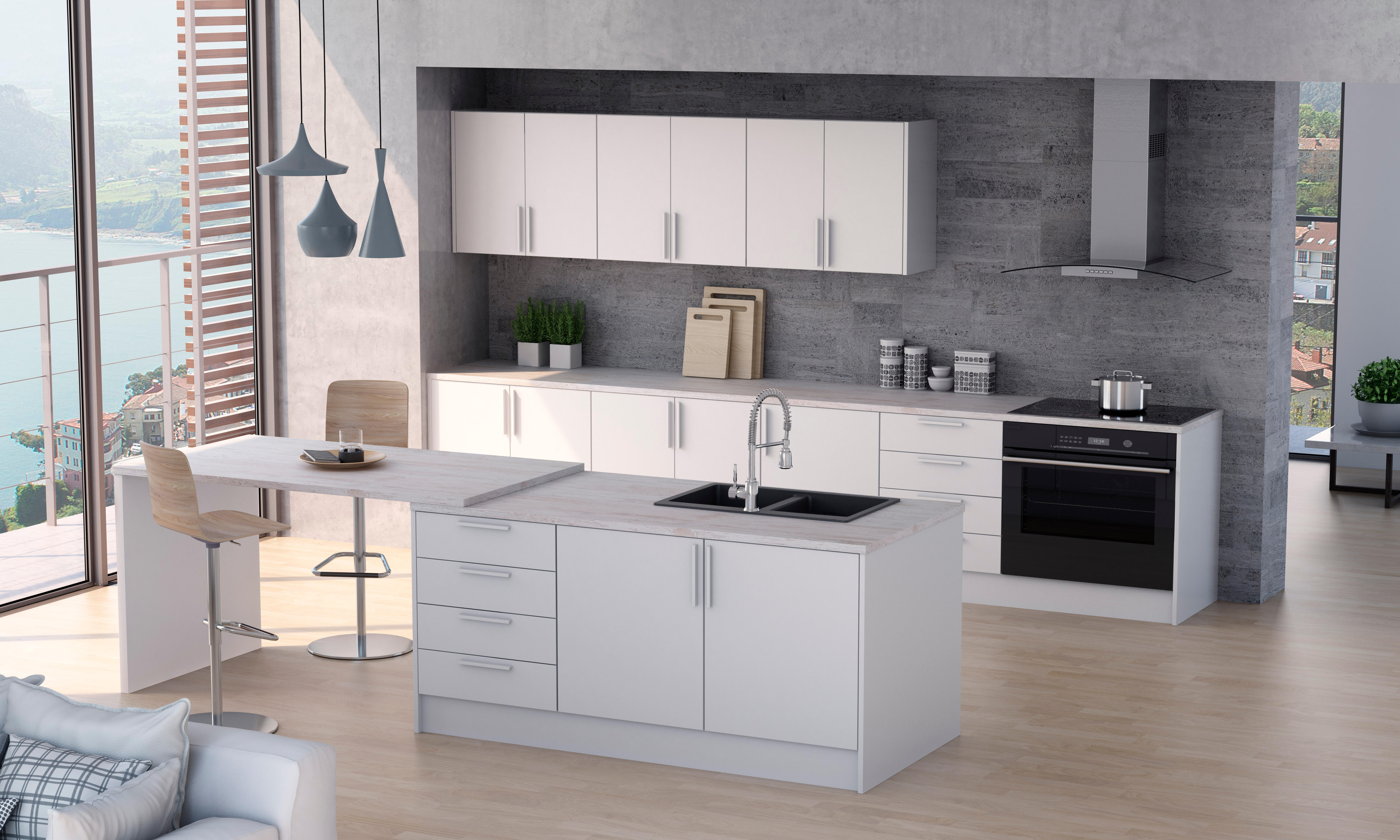 KIT 2 PUERTAS PARA MUEBLE DE COCINA LANZAROTE BLANCO MATE PET 80X30/80X28CM - 5