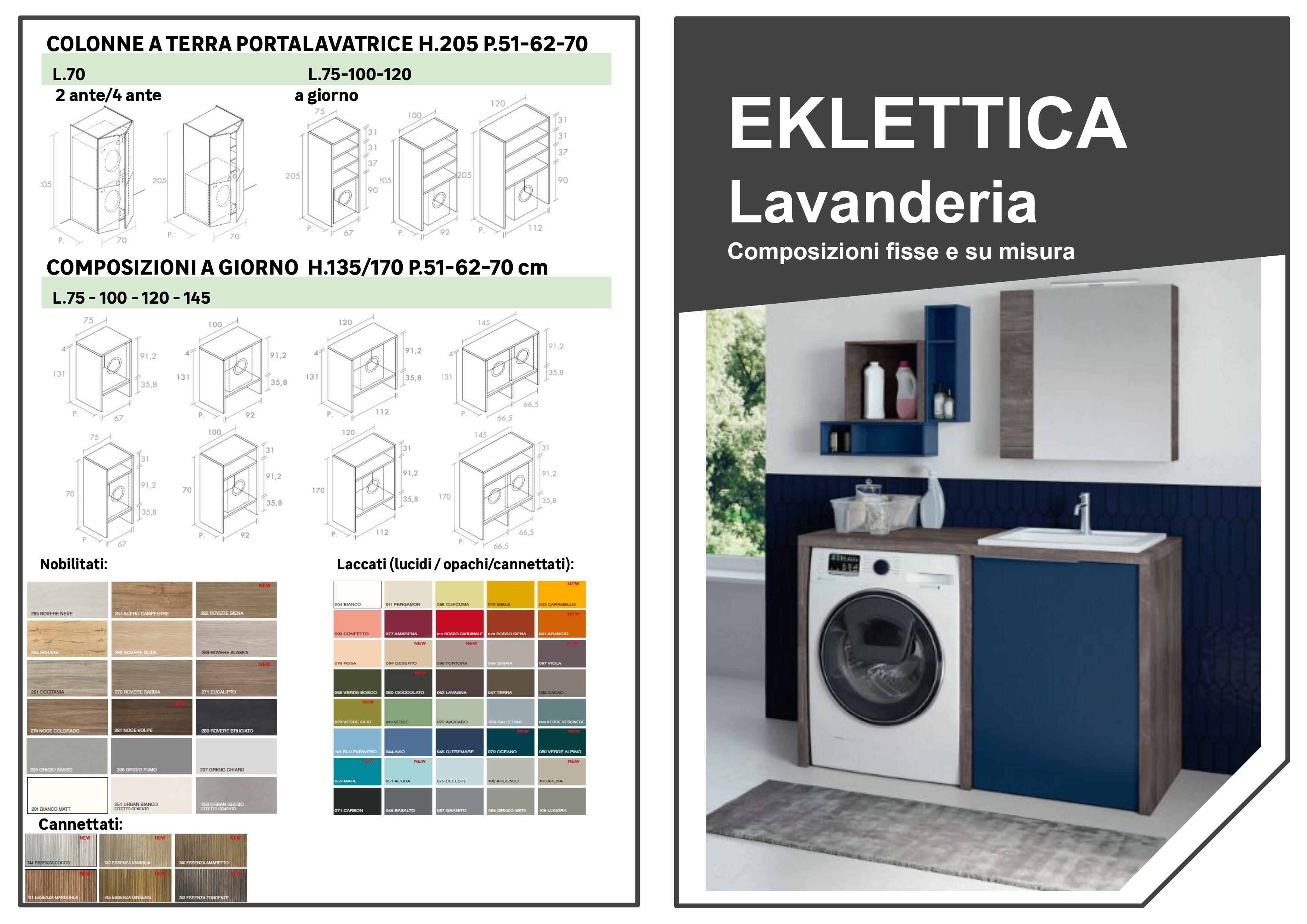 Mobile coprilavatrice Eklettica 2 ante in truciolare colore a scelta - rivolgiti al nostro punto vendita P 51 x L 70 x H 90 cm - 3