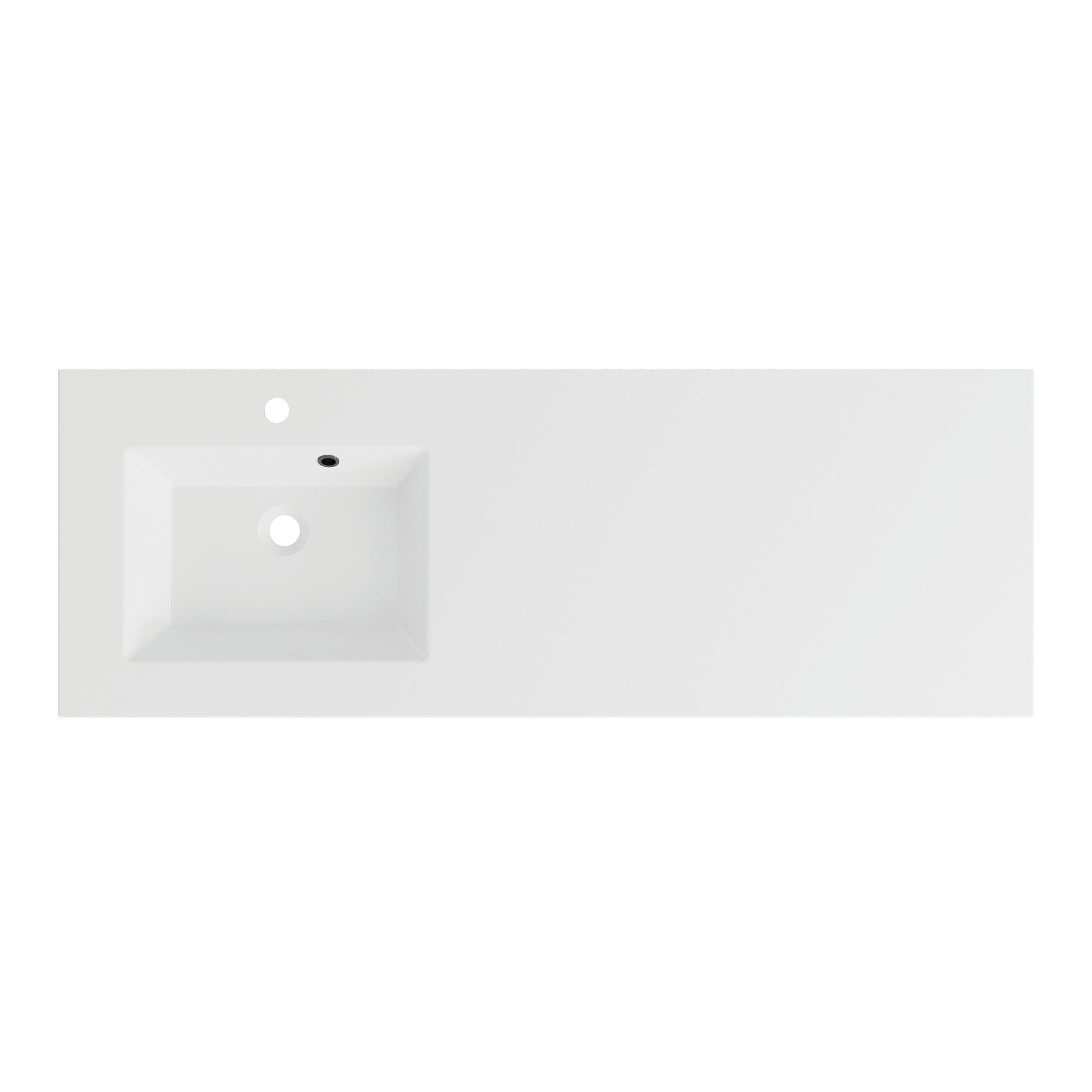 Lavabo a incasso rettangolare vasca a sinistra Neo L 136 x H 11.2 x P 48.5 cm in composito minerale di resina gelificata bianco lucido - 2