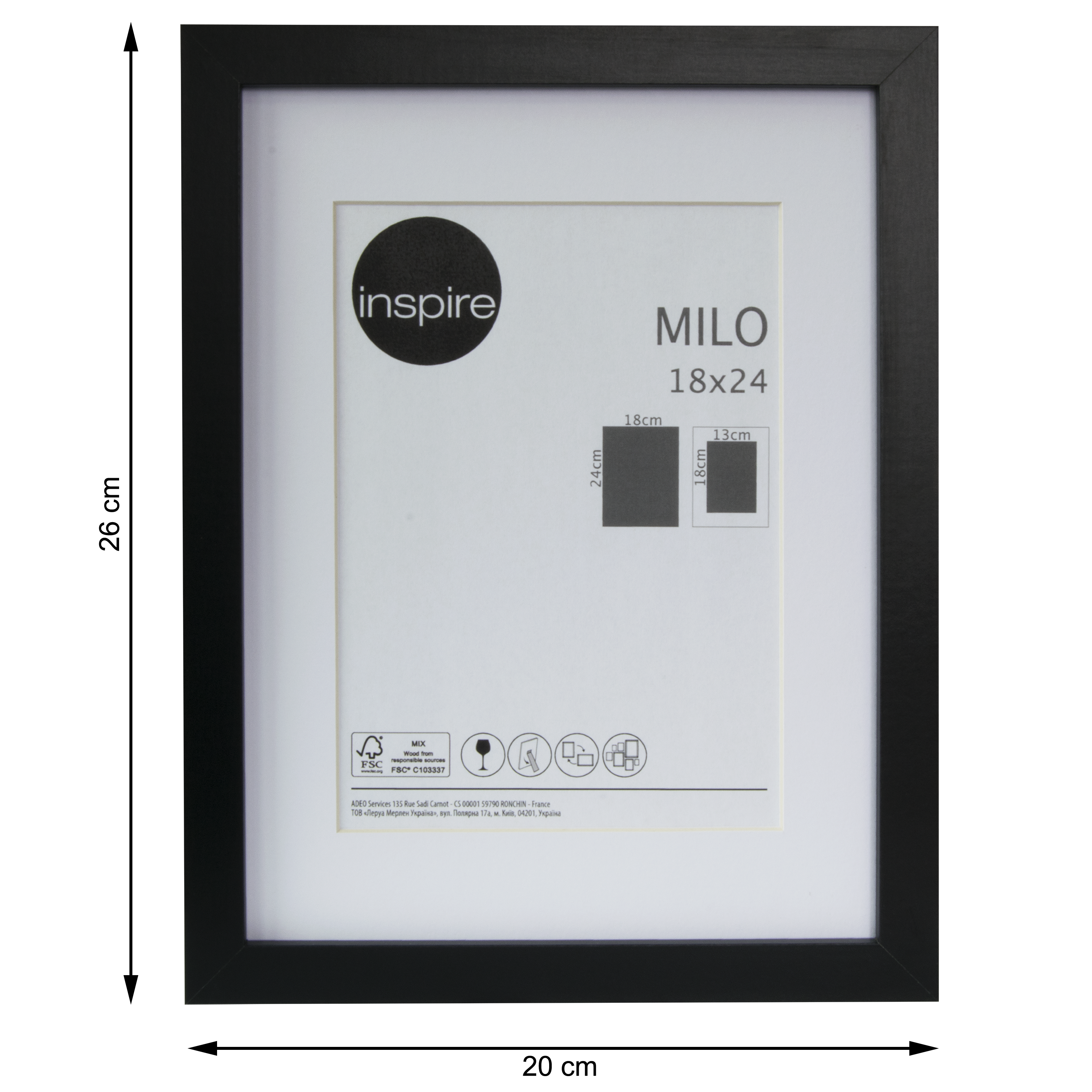 Portafotos Milo negro INSPIRE 20 cm x 26 cm - 2