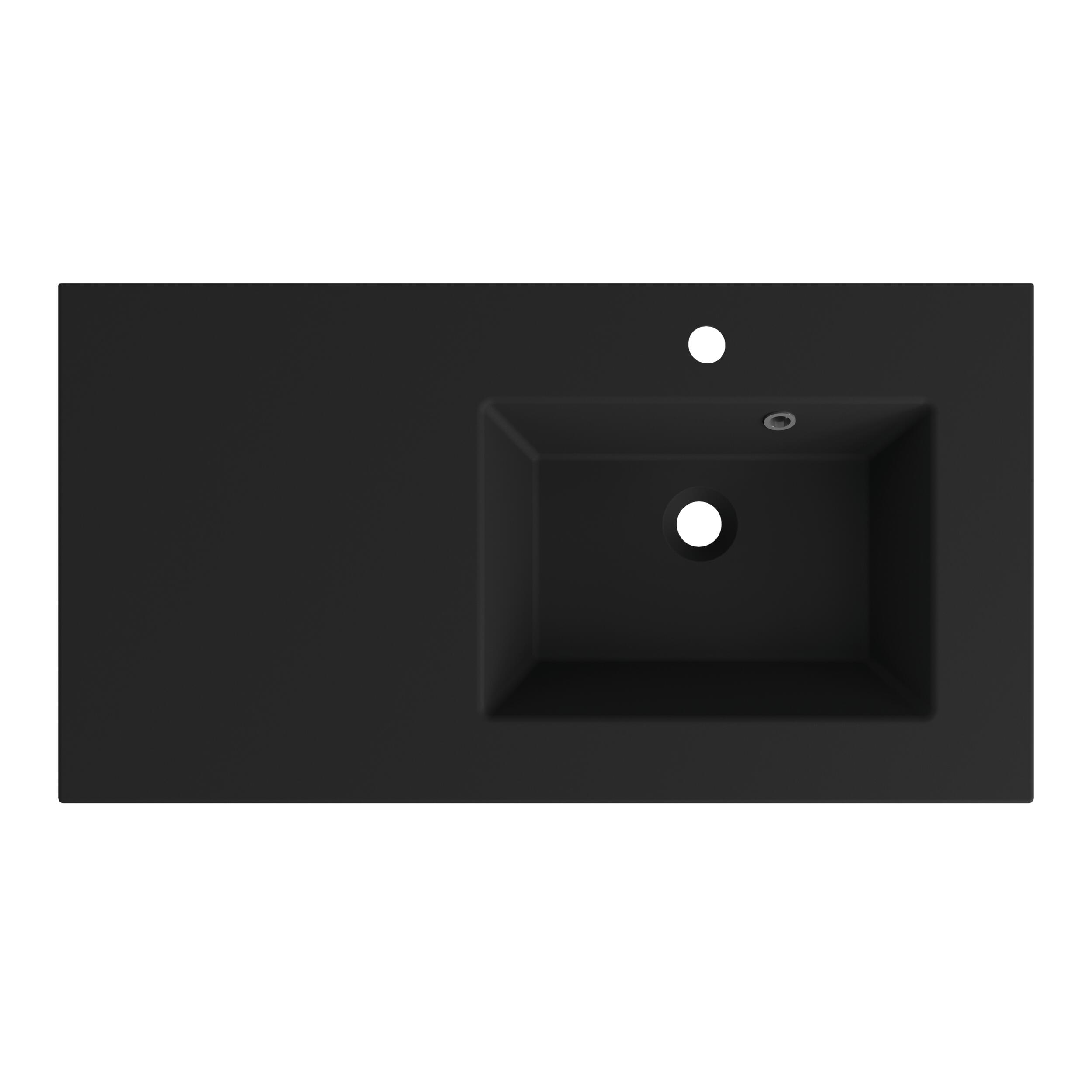 Lavabo a incasso rettangolare vasca a destra Neo L 91 x H 11.2 x P 48.5 cm in composito minerale di resina gelificata nero opaco - 3