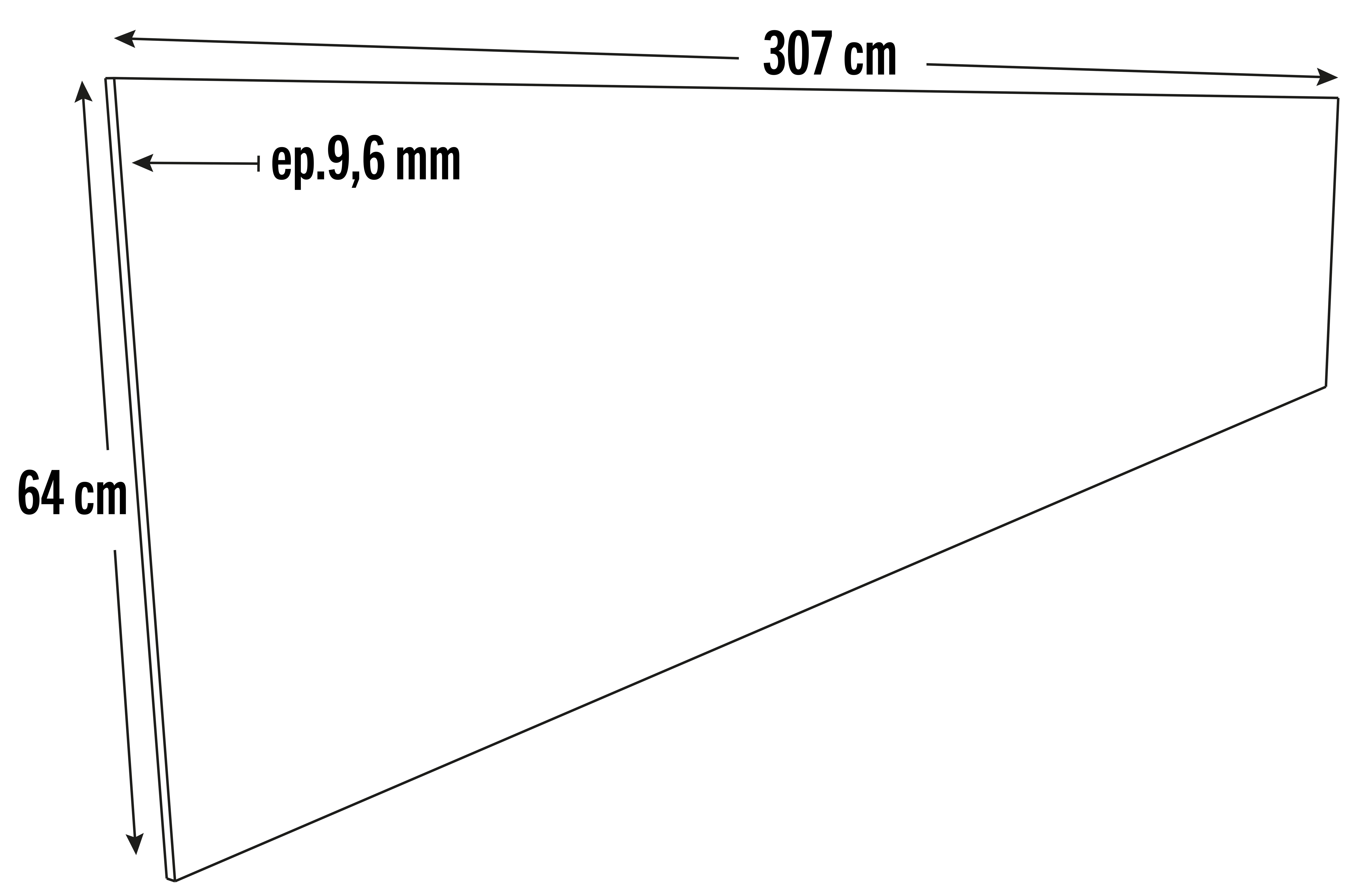 Plan de travail stratifié Chêne Celtique / Marbre Ibérique L.307 x P.65 cm, Ep.38 mm - 3