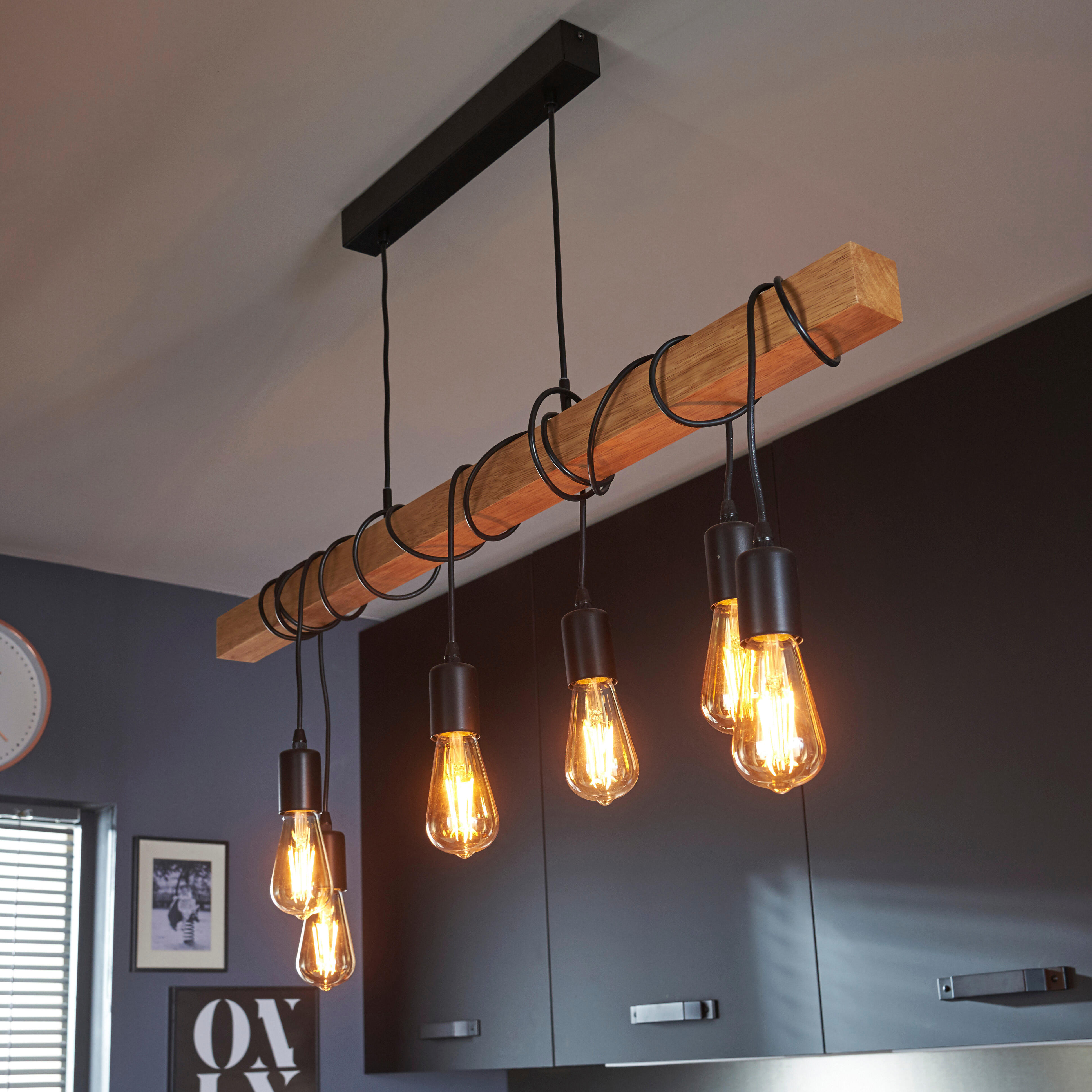 Lampada A Sospensione Eglo Rampside | Stile Vintage Industriale, Nero/marrone, Attacco E27 - 4