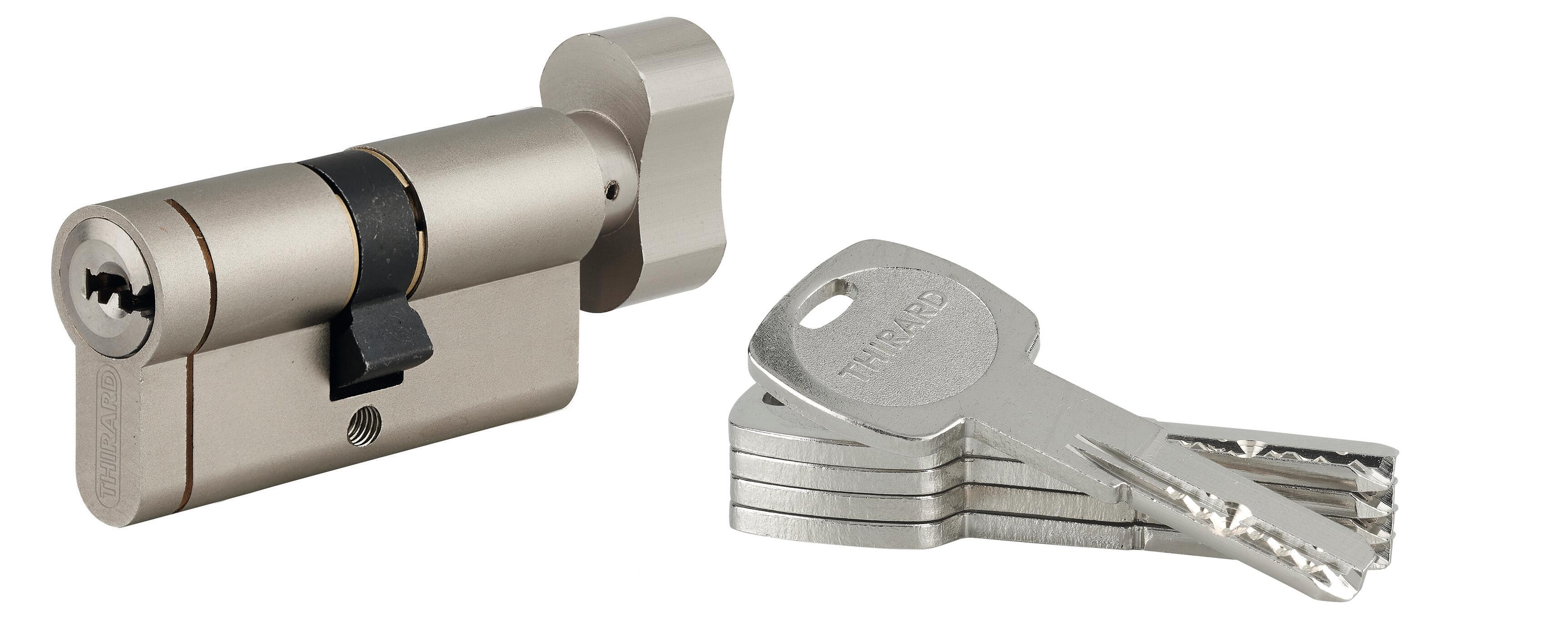 Cylindre TRANSIT 1 bouton 30 x 30 mm laiton 5 clés - THIRARD - 2