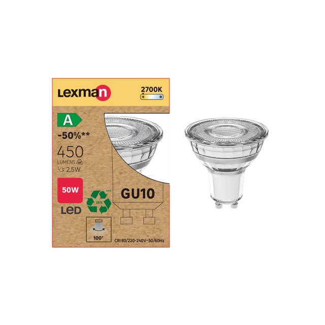 Żarówka GU10 2700K 450 lm 6.2W Ciepła Biel Lexman Klasa A