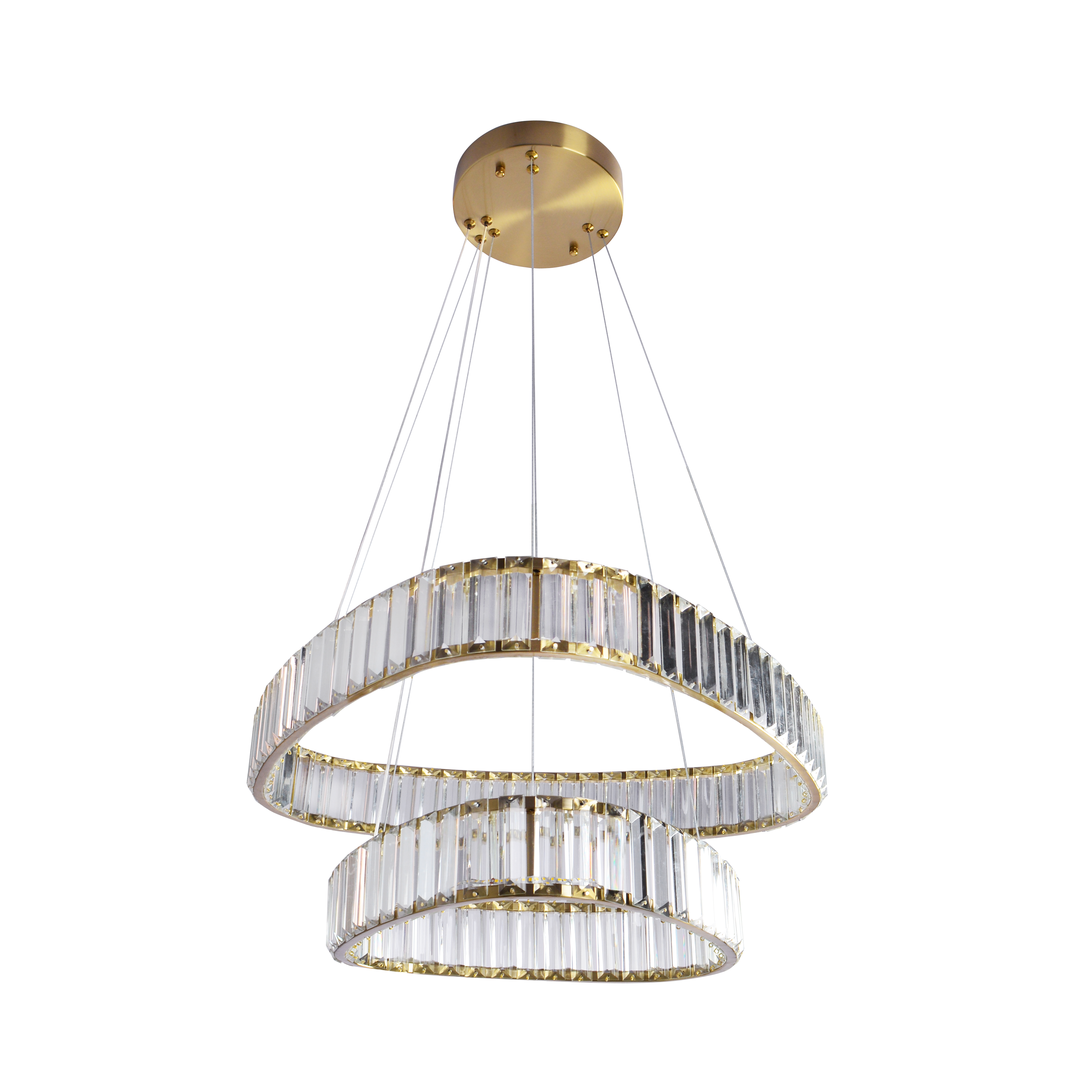 Lampa wisząca z kryształkami Prismatic 2xLED 6400 lm 43W barwa neutralna złota Goldlux