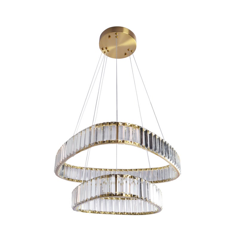 Zdjęcia - Żyrandol / lampa Goldlux Lampa wisząca z kryształkami Prismatic 2xLED 6400 lm 43W barwa neutralna złota
