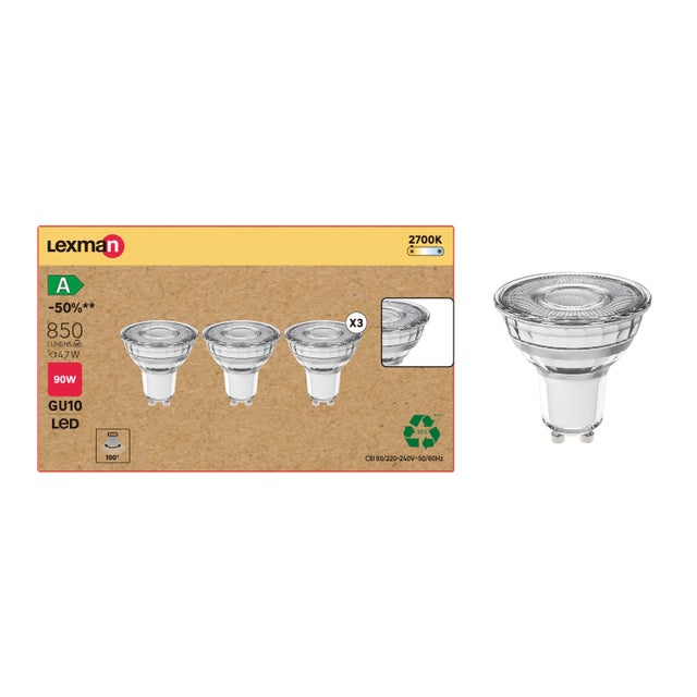 Żarówka GU10 2700K 850 lm 4.7 W Ciepła Biel Lexman Klasa A