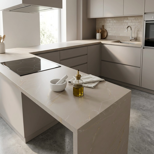 ENCIMERA ACABADO CALACATTA BEIGE 360X62X3,8 CM