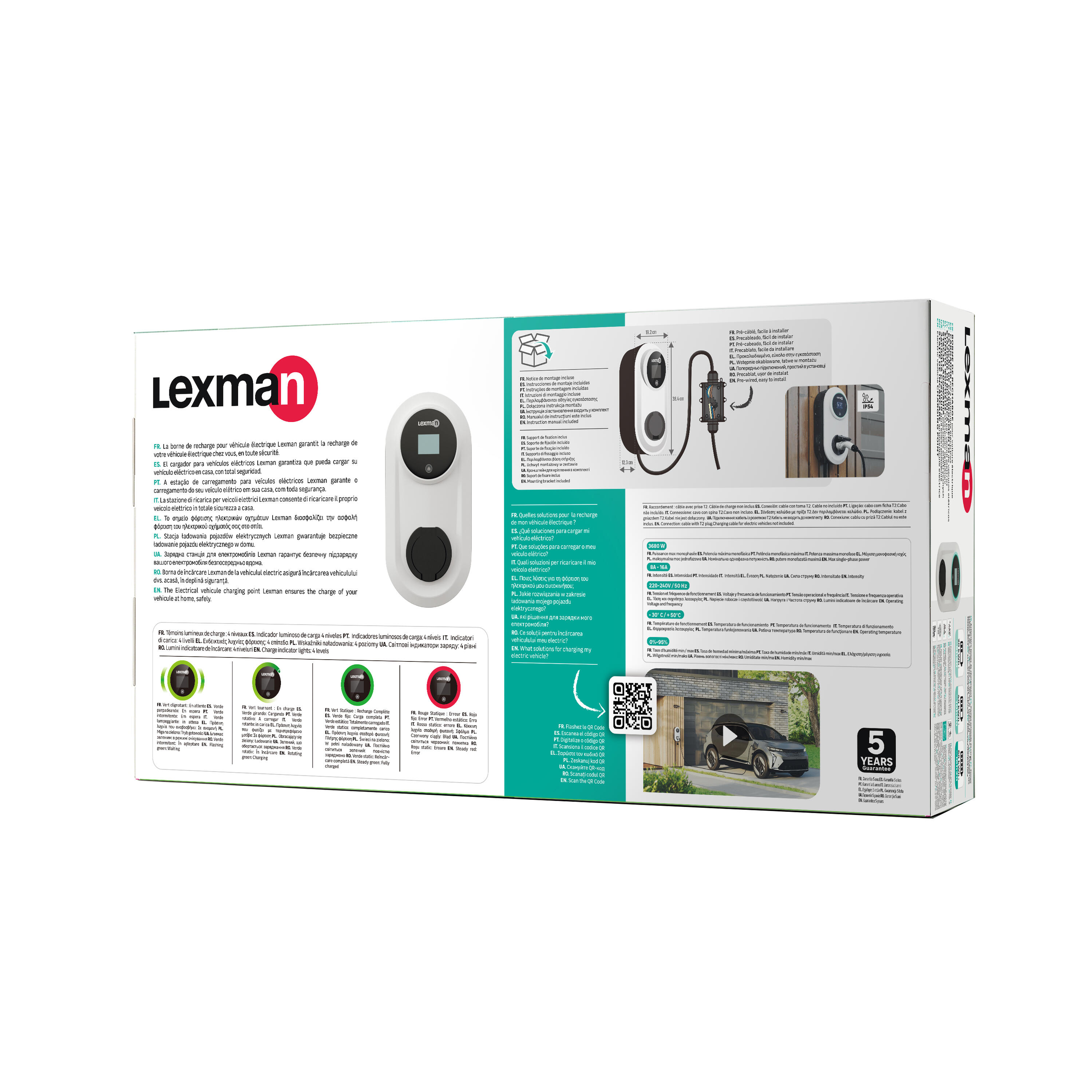 Carregador para carro Elétrico Lexman - 3,7 kW - Tipo 2 - 13