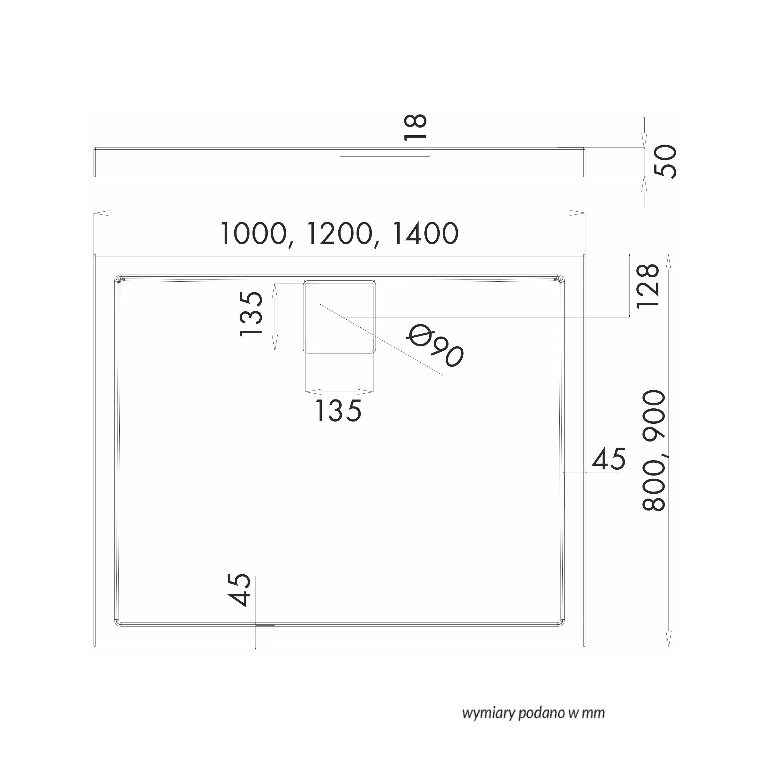 Brodzik prostokątny Schedpol Magnetic 80 x 120 x 5 biały - 3