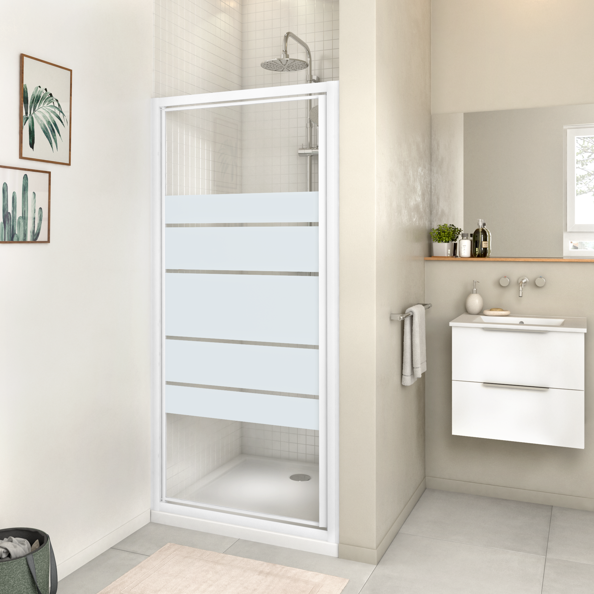 Porte de douche dépoli 80 cm, Essential - 8