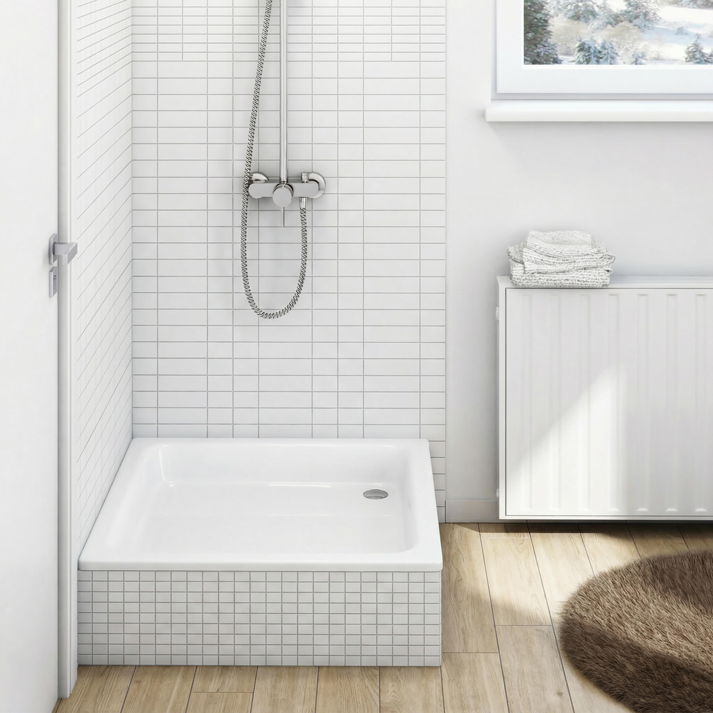 Brodzik kwadratowy Schedpol Grawello 80 × 80 x 26 cm biały gładki - 2