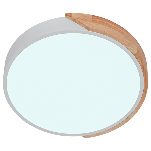 Plafoniera LED Rahel bianco legno ø 31 cm IP20, CCT da bianco caldo a bianco neutro con regolazione di temperatura, 2800 lumen INSPIRE
