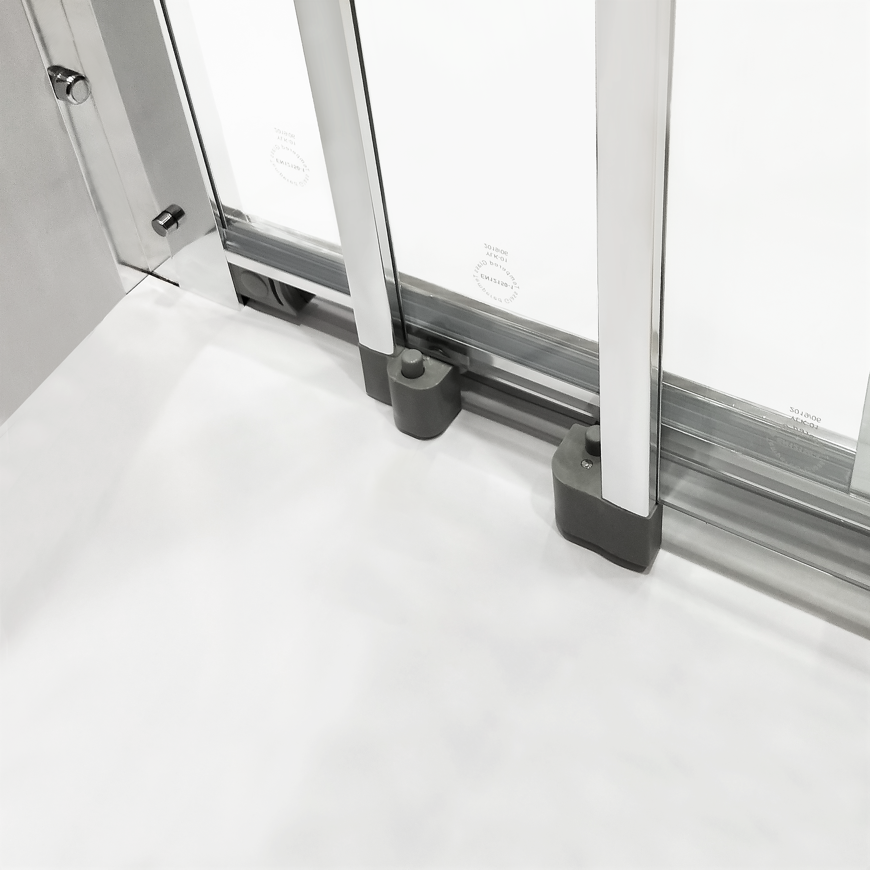 Portas de duche de correr 2 portas móveis+1 painel fixo 100x185 cm cromado transparente Sensea Essential - 4