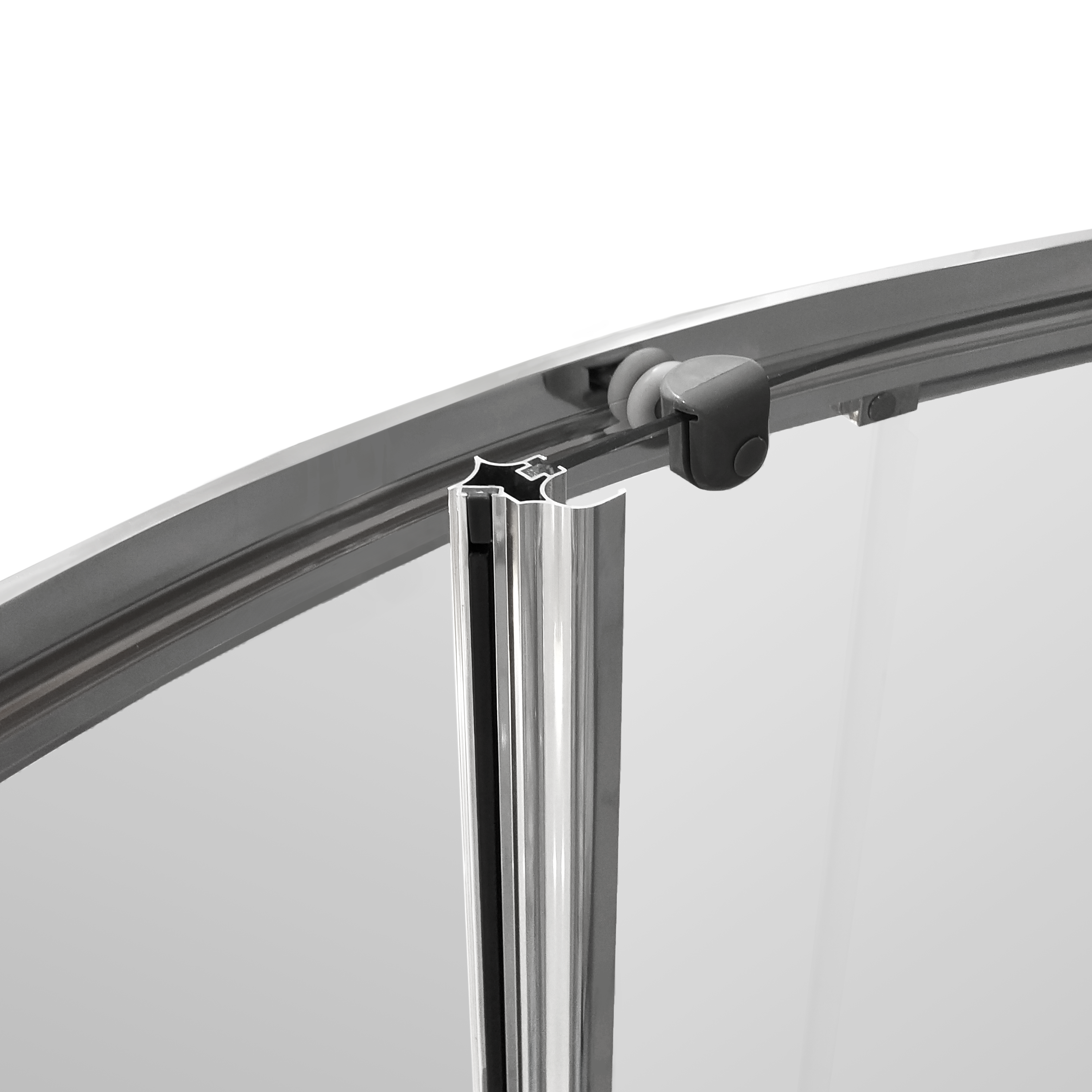 Porte de douche, 1/4 de cercle chromé, L.90 cm x l.90 cm, transparent, Essential - 3