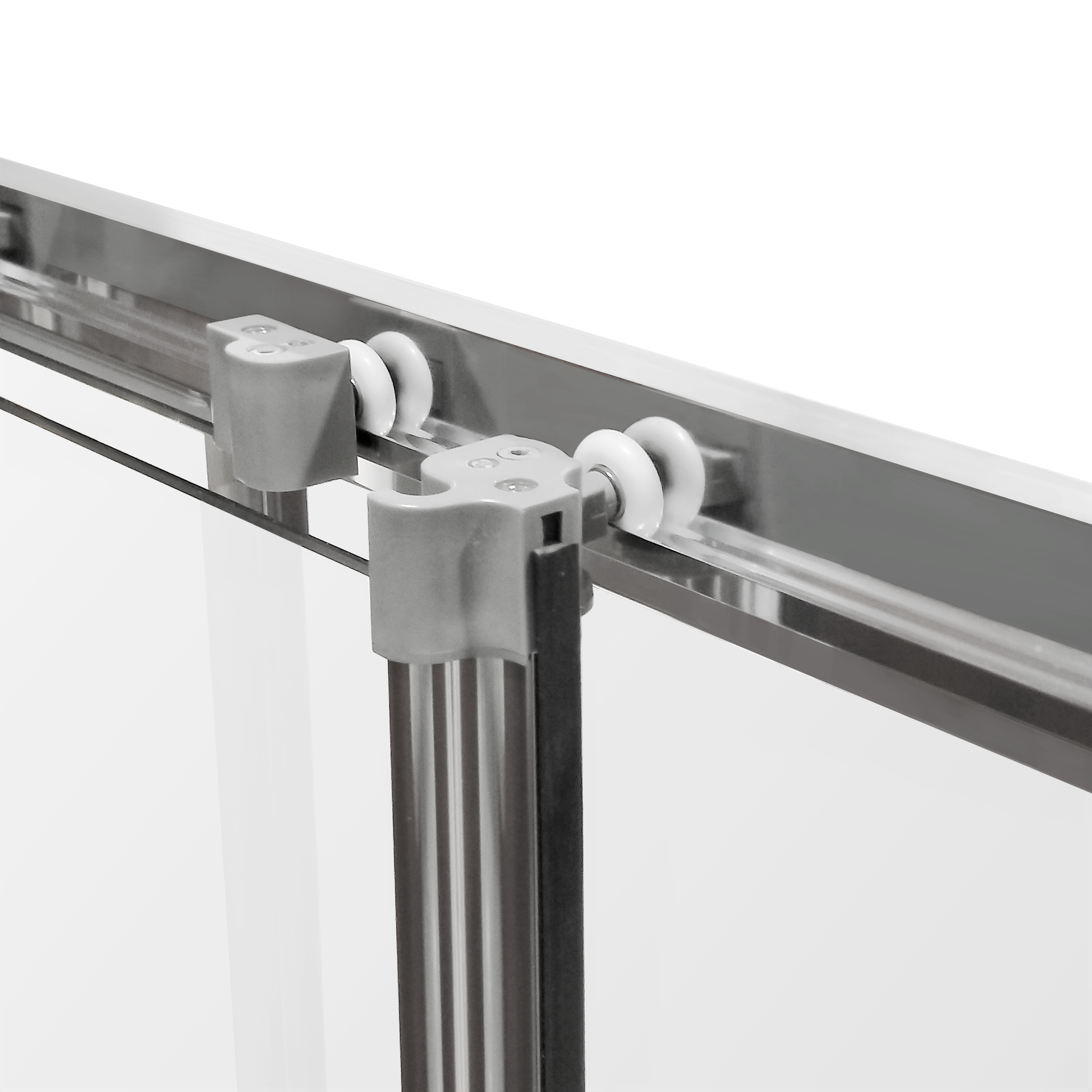 Portas de duche de correr 2 portas móveis+1 painel fixo 100x185 cm cromado transparente Sensea Essential - 5