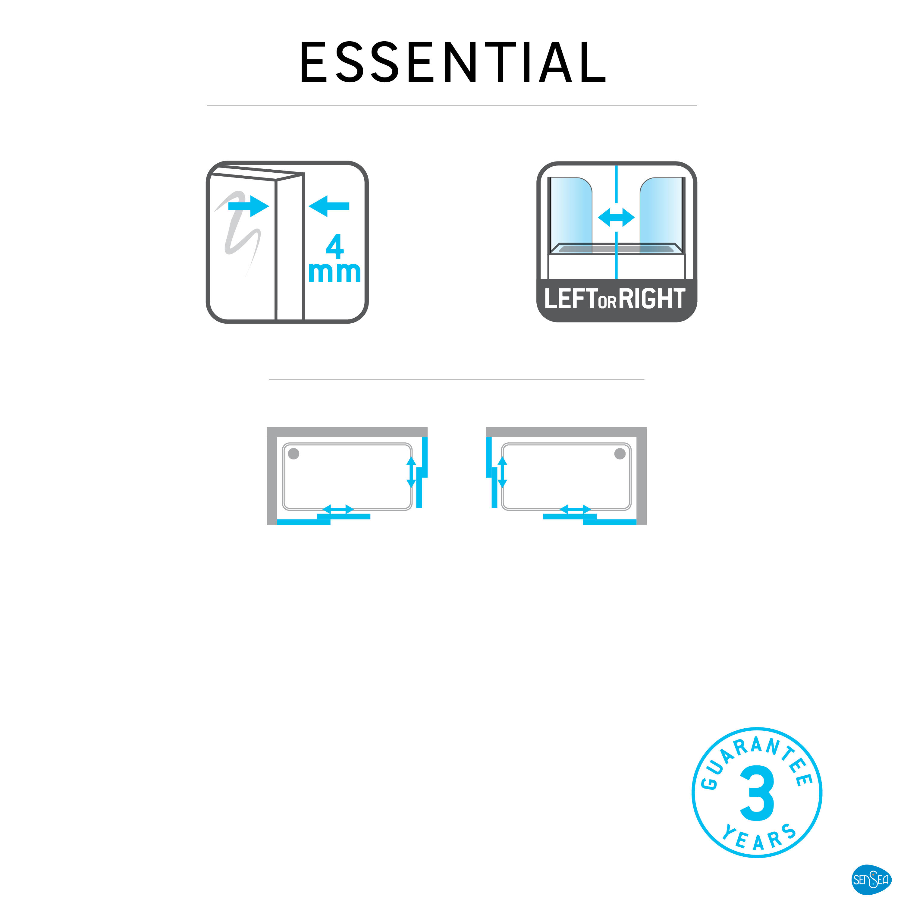 Box doccia angolare con porta scorrevole, vetro 4 mm, L 87.5-99 cm x L 67.5-79 cm, H 185 cm, cromo Essential - 13
