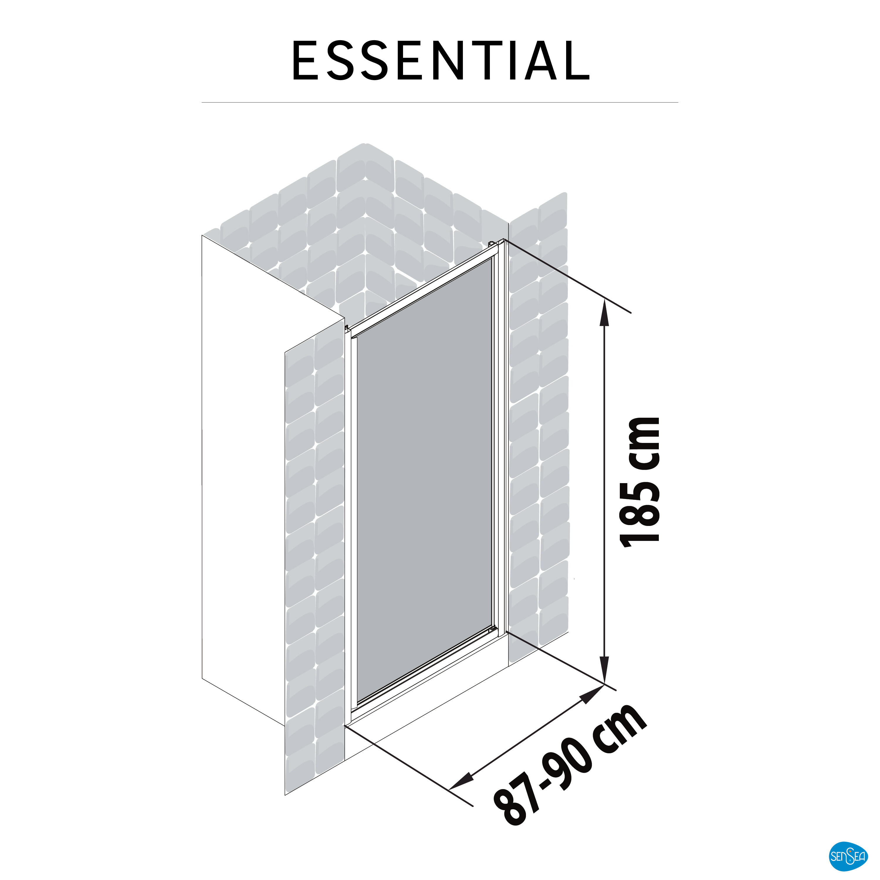 Porte de douche dépoli 90 cm, Essential - 7