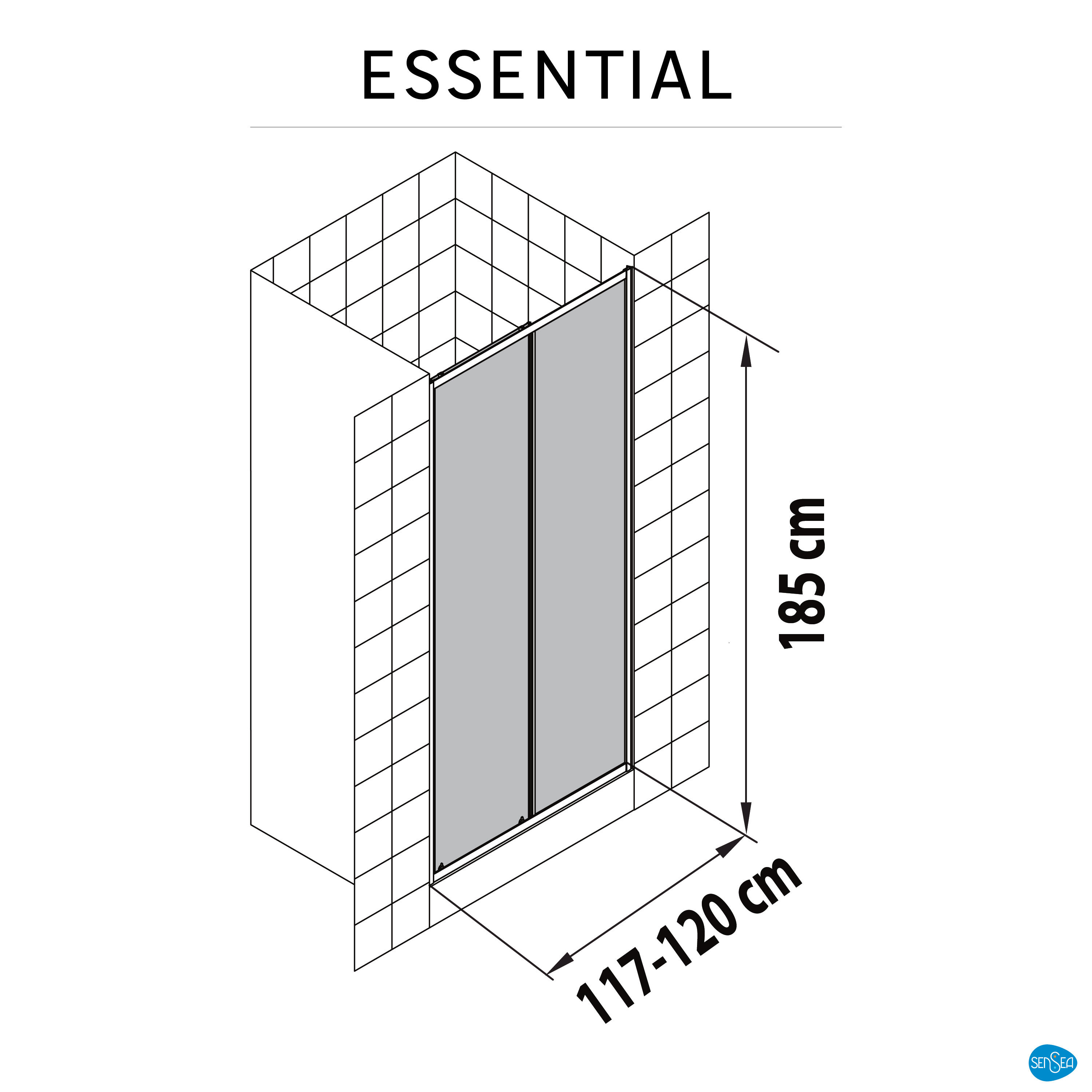 Porte de douche coulissante dépoli 120 cm, Essential - 8
