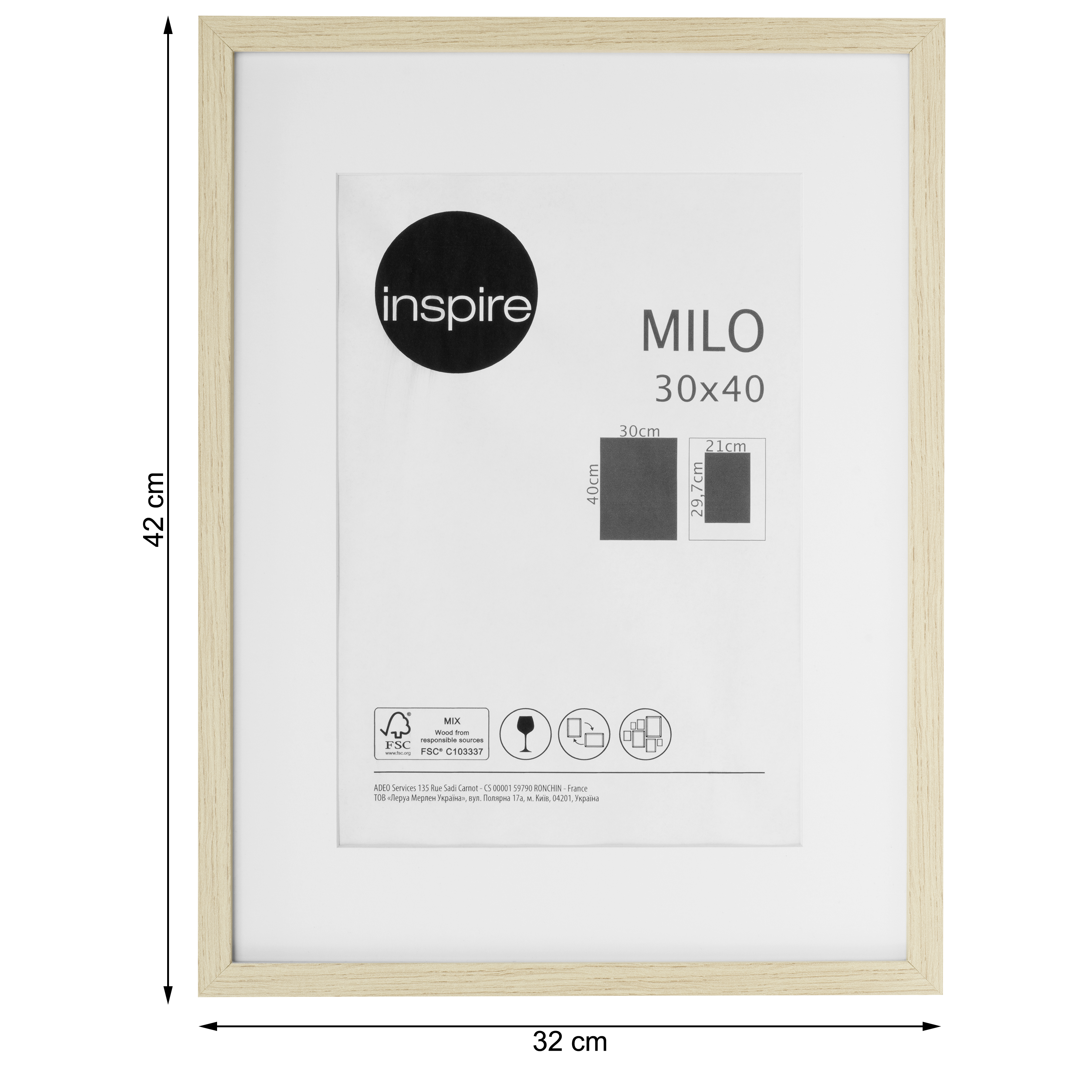 Marco con passe partout INSPIRE Milo roble 30 x 40cm - 3