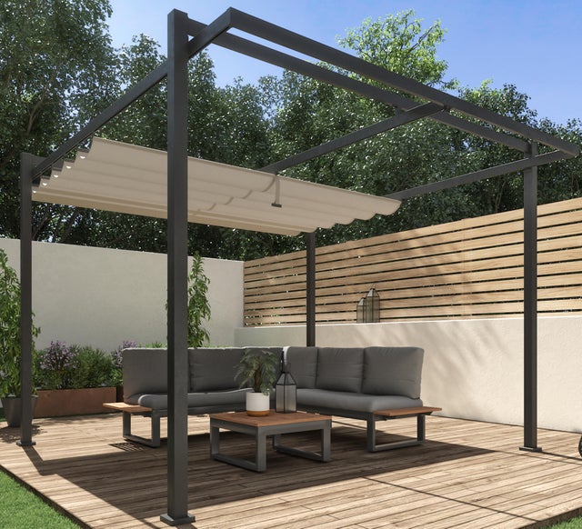 Pergola in alluminio acciaio grigio antracite copertura mobile 3 x 4 m - Equinox NATERIAL