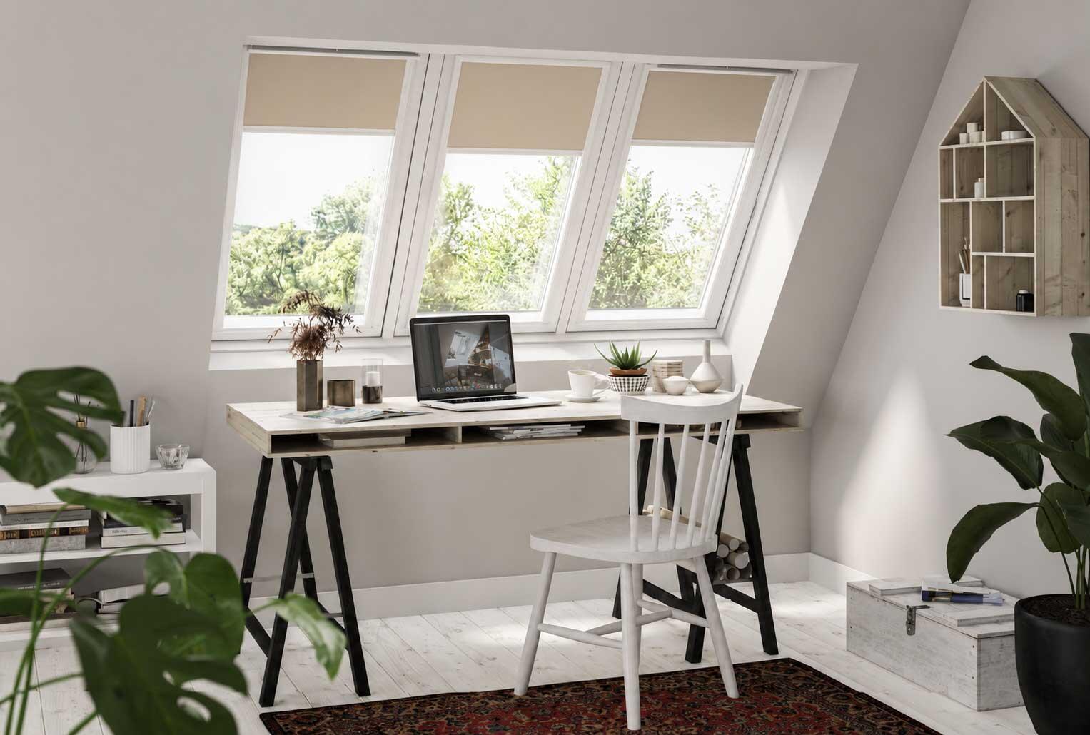 Store fenêtre de toit VELUX occultant beige DKL M04 1085S, cadre gris - 7
