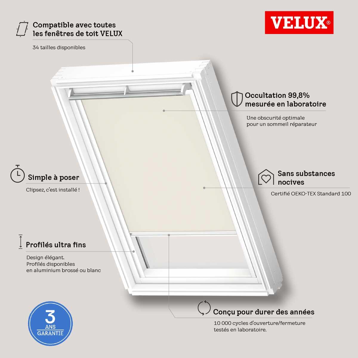 Store fenêtre de toit VELUX occultant beige DKL M04 1085S, cadre gris - 2