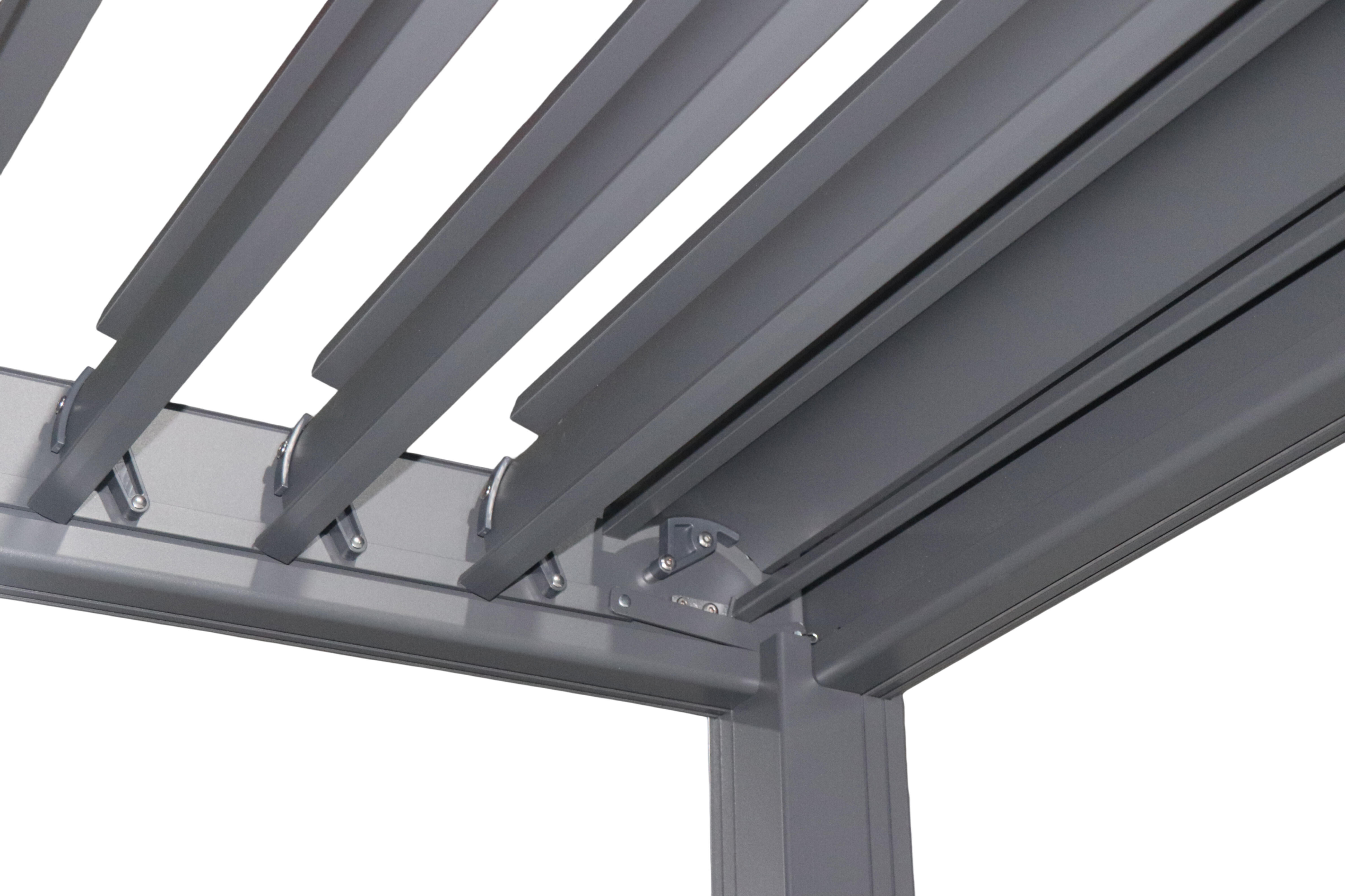 Pergola bioclimatica 301.3x583.6 cm in alluminio grigio antracite - Solea - 2