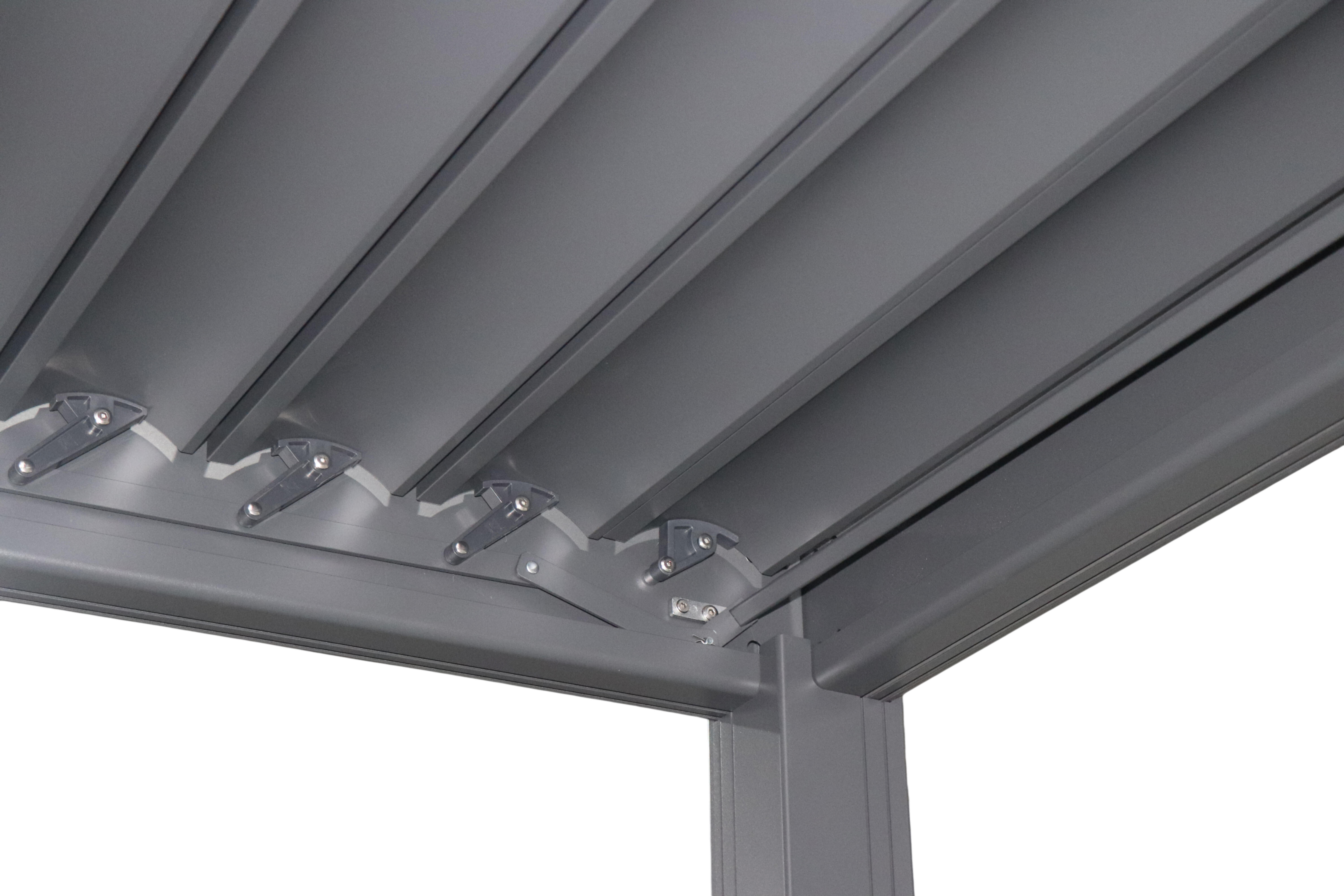 Pergola bioclimatica 301.3x583.6 cm in alluminio grigio antracite - Solea - 9
