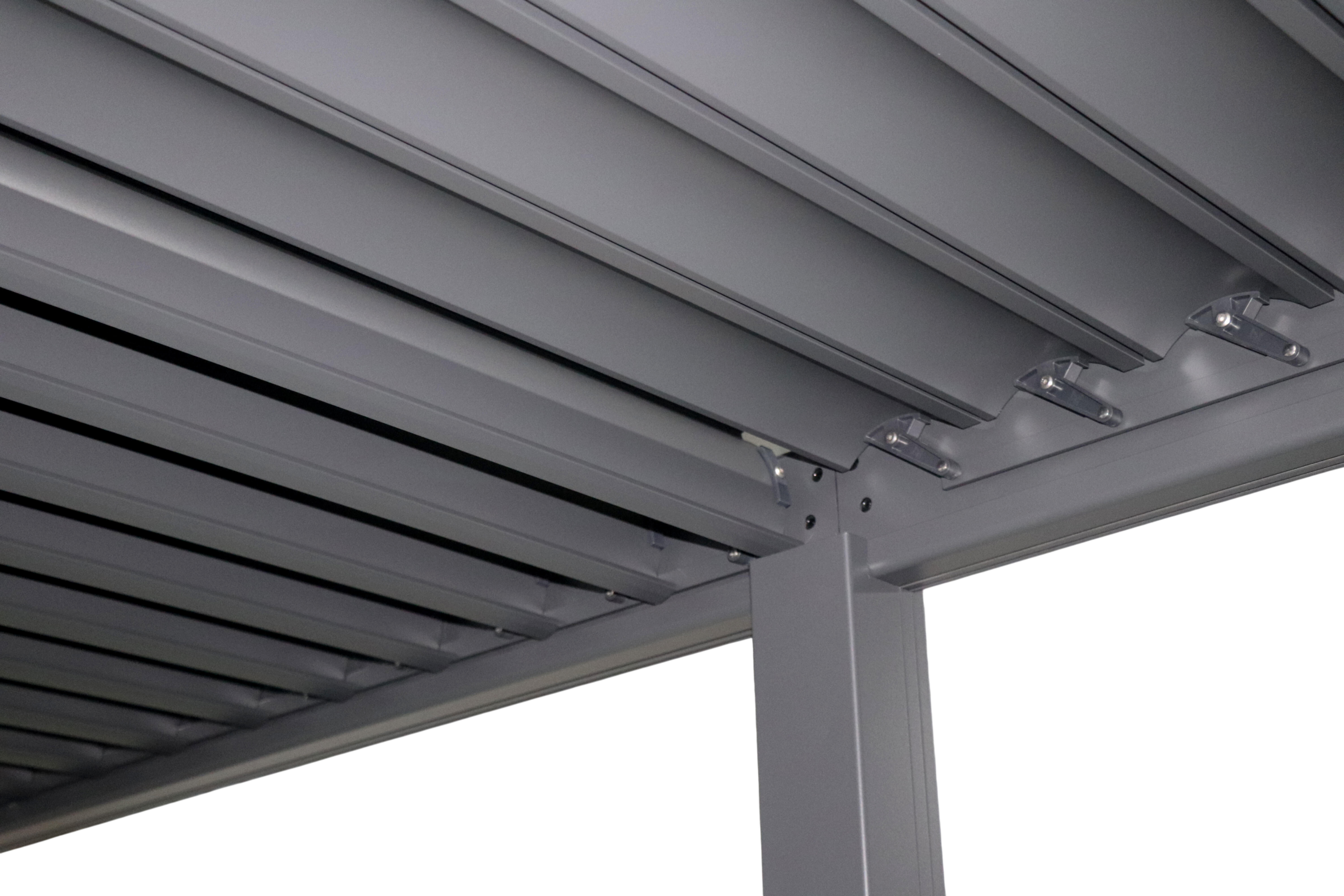 Pergola bioclimatica 301.3x583.6 cm in alluminio grigio antracite - Solea - 7