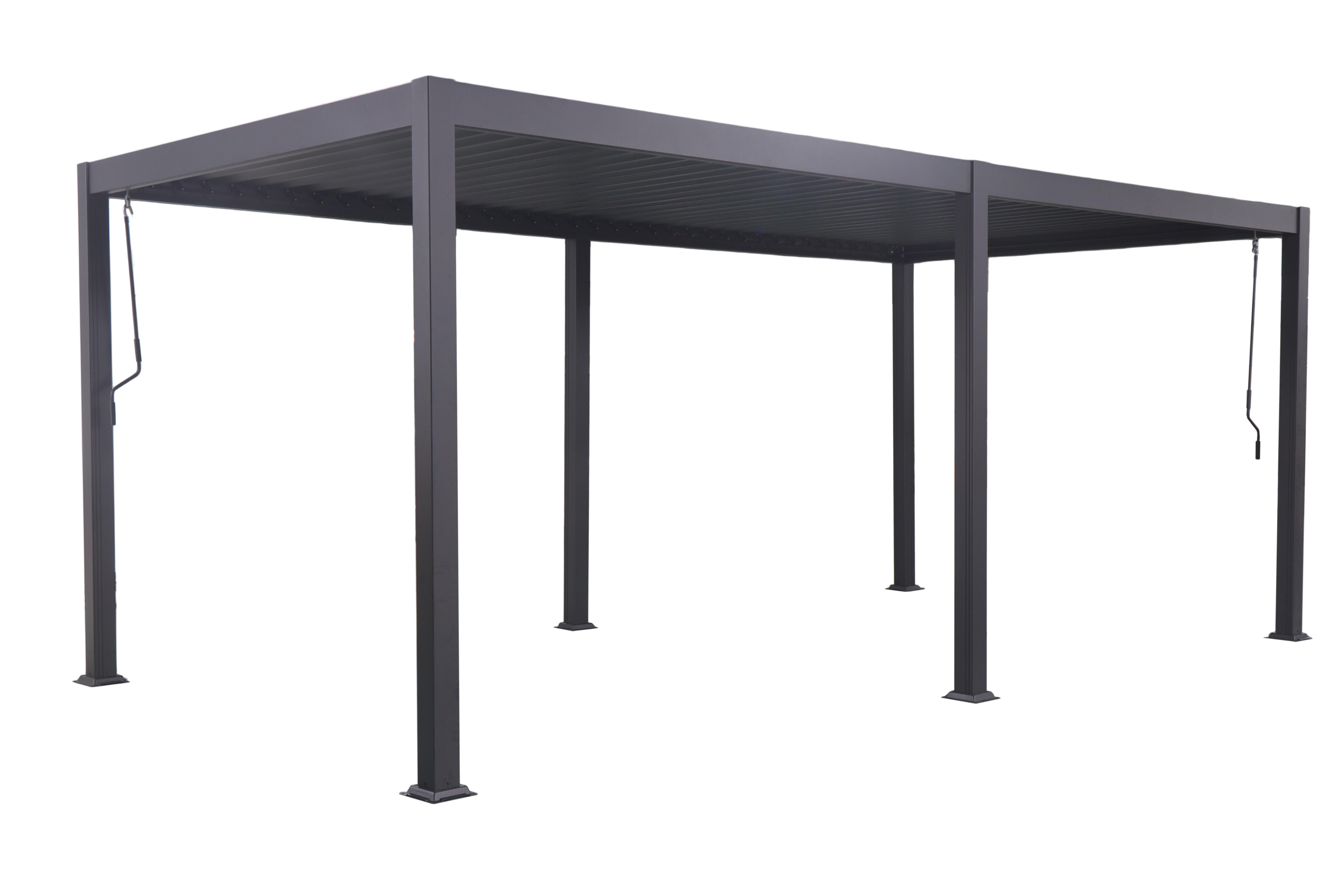 Pergola bioclimatica 301.3x583.6 cm in alluminio grigio antracite - Solea - 5
