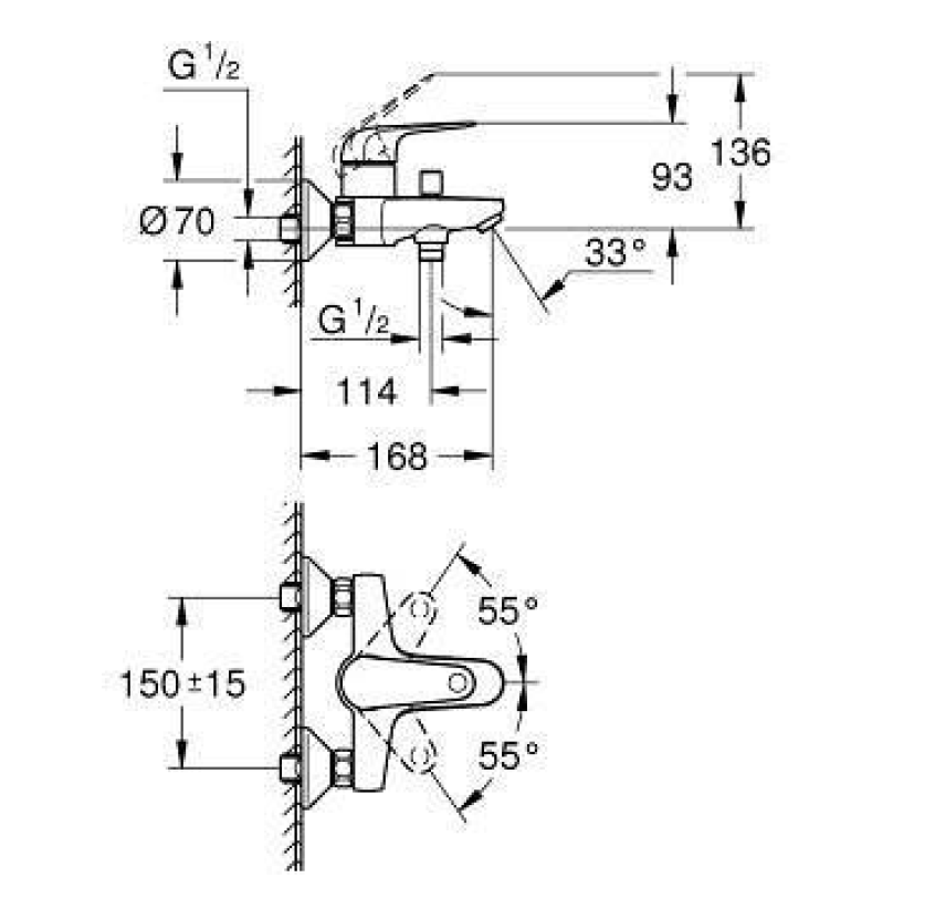GRIFO DE BAÑERA MONOMANDO EUROECO ALANIS GROHE - 4