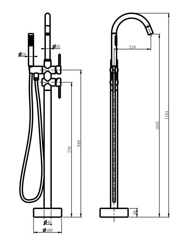 GRIFO DE BAÑERA A SUELO CROMADO - 3